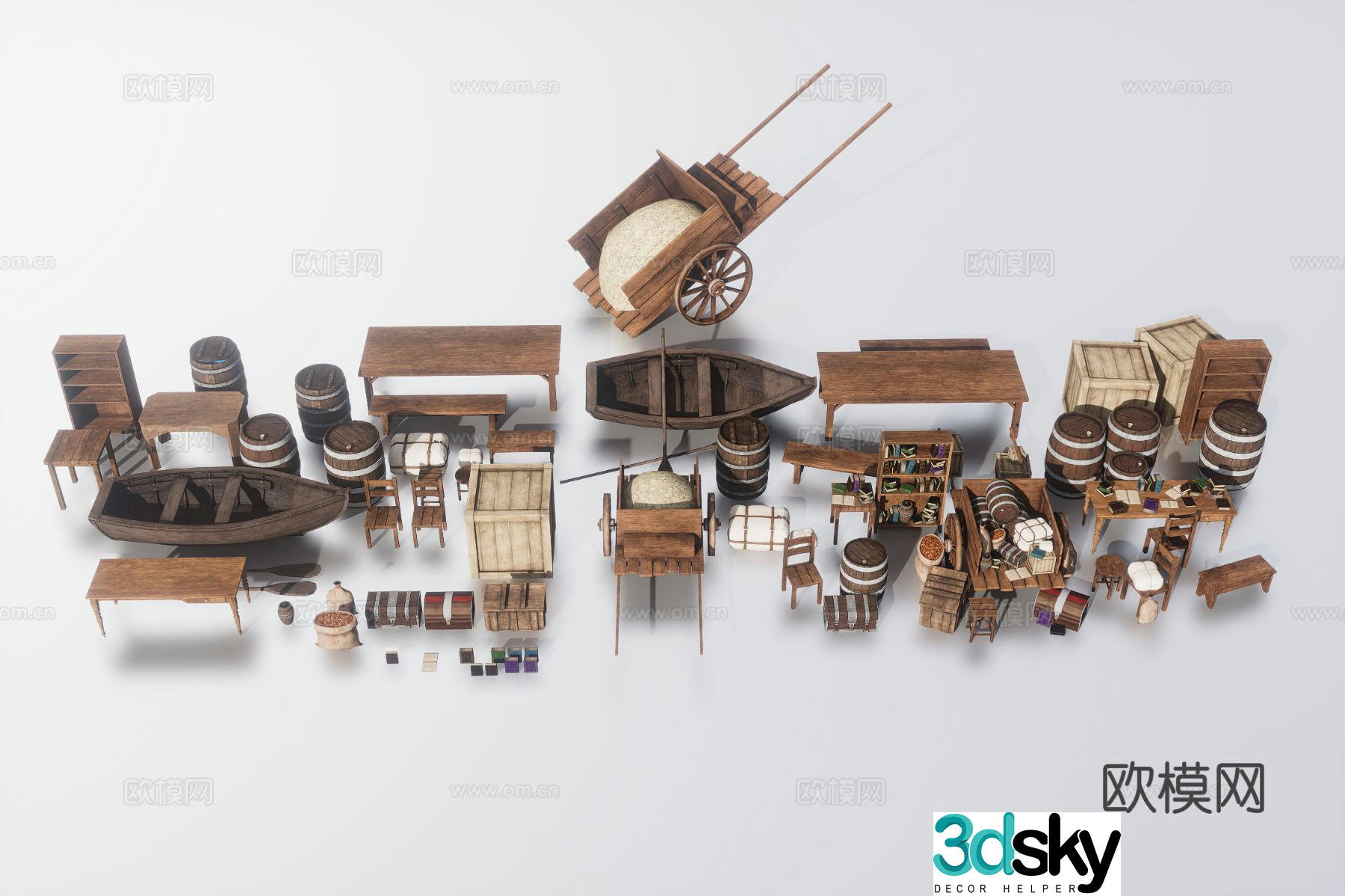 Medieval objects folklore sketch 3d model