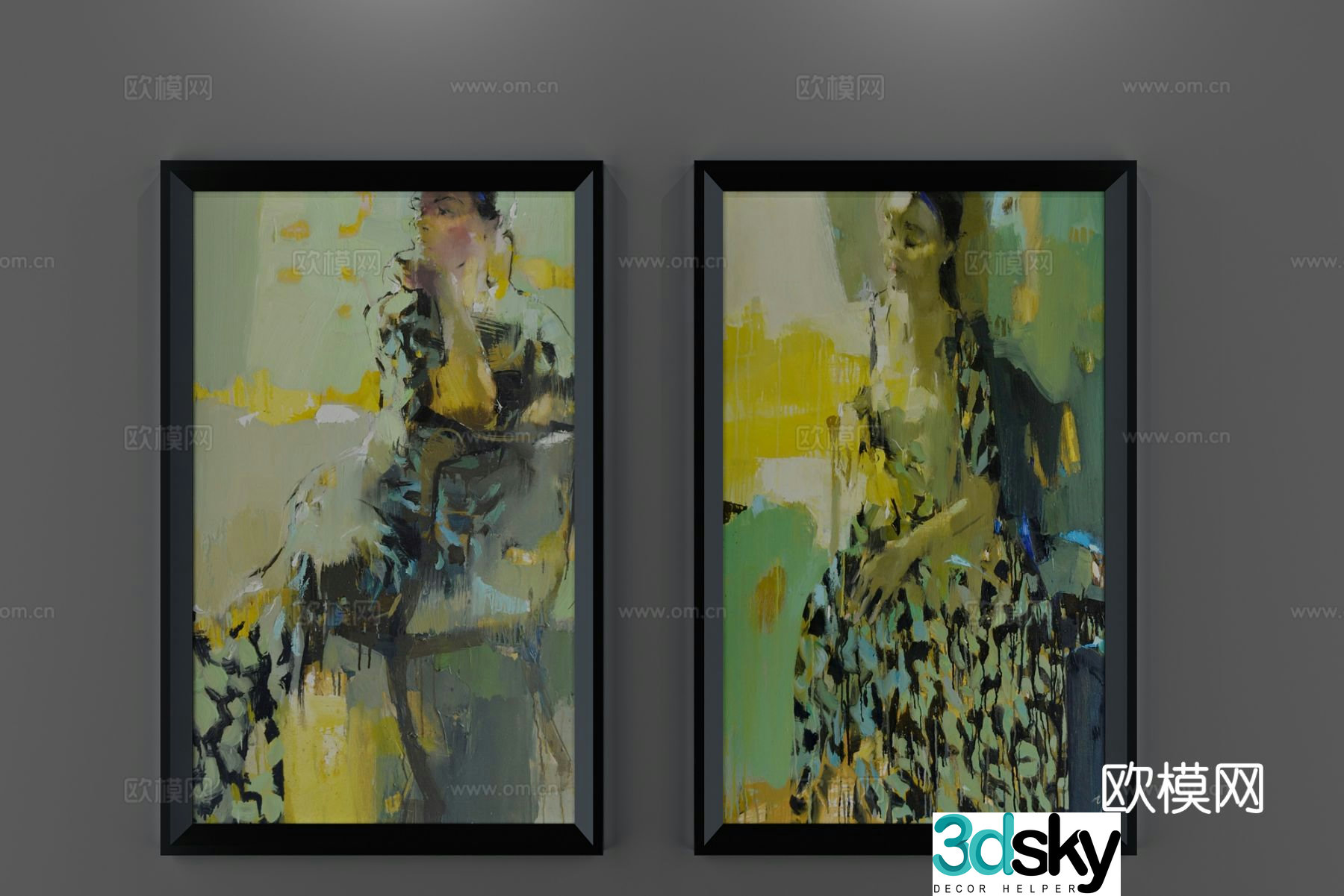 Figure painting decorative painting 3d model