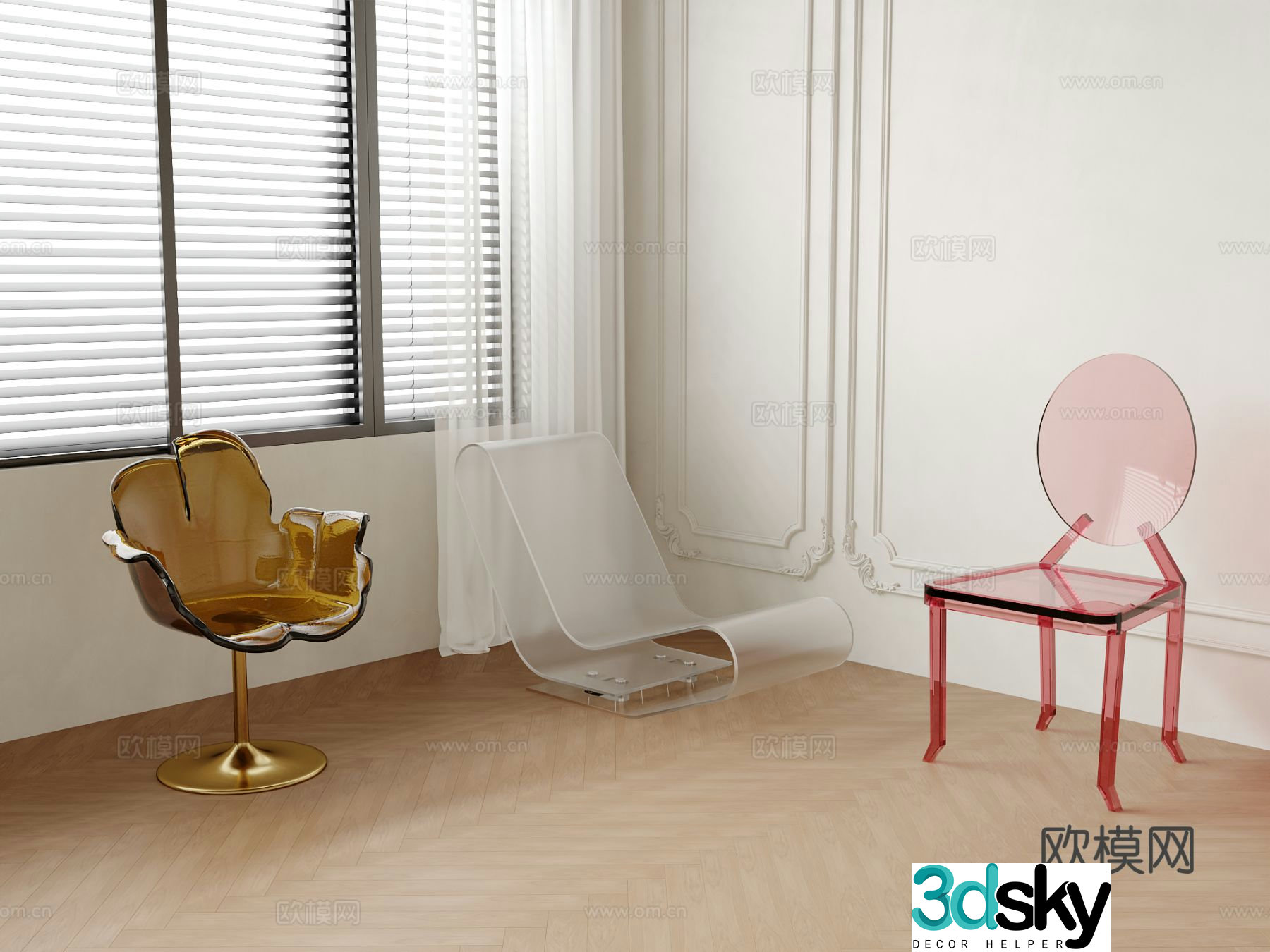 Acrylic single chair dining chair sofa chair 3d model