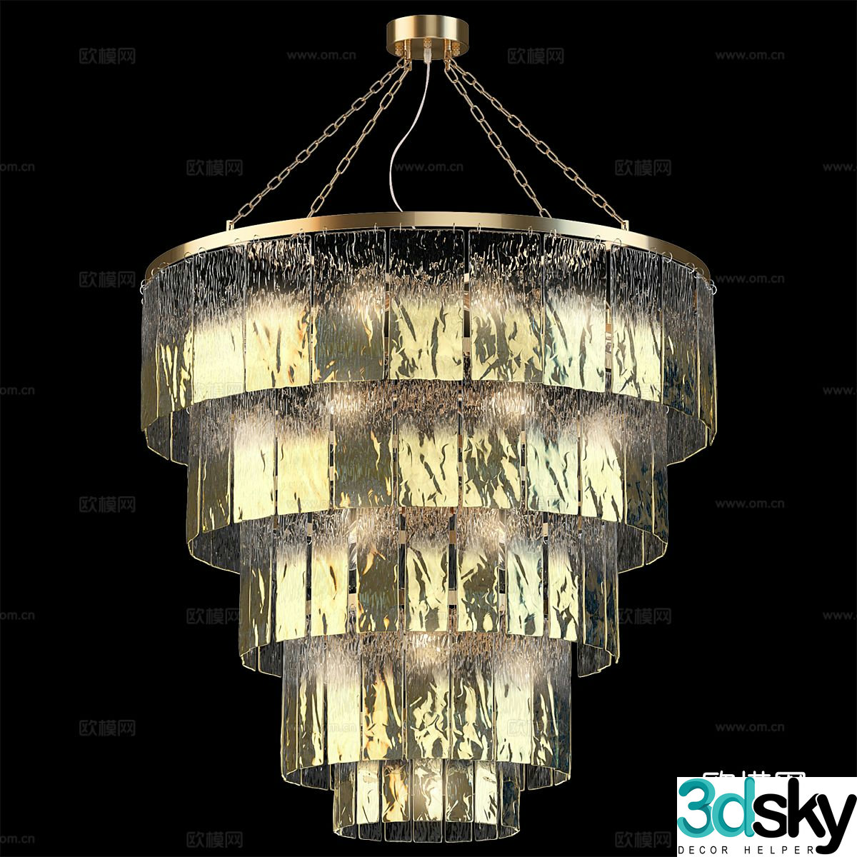Light luxury chandelier glass chandelier 3d model