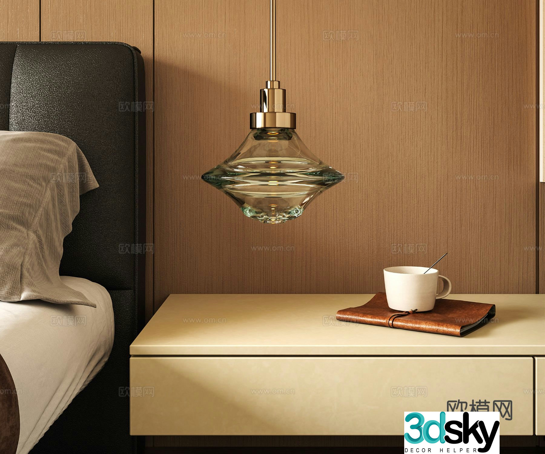 Bedside small chandelier 3d model