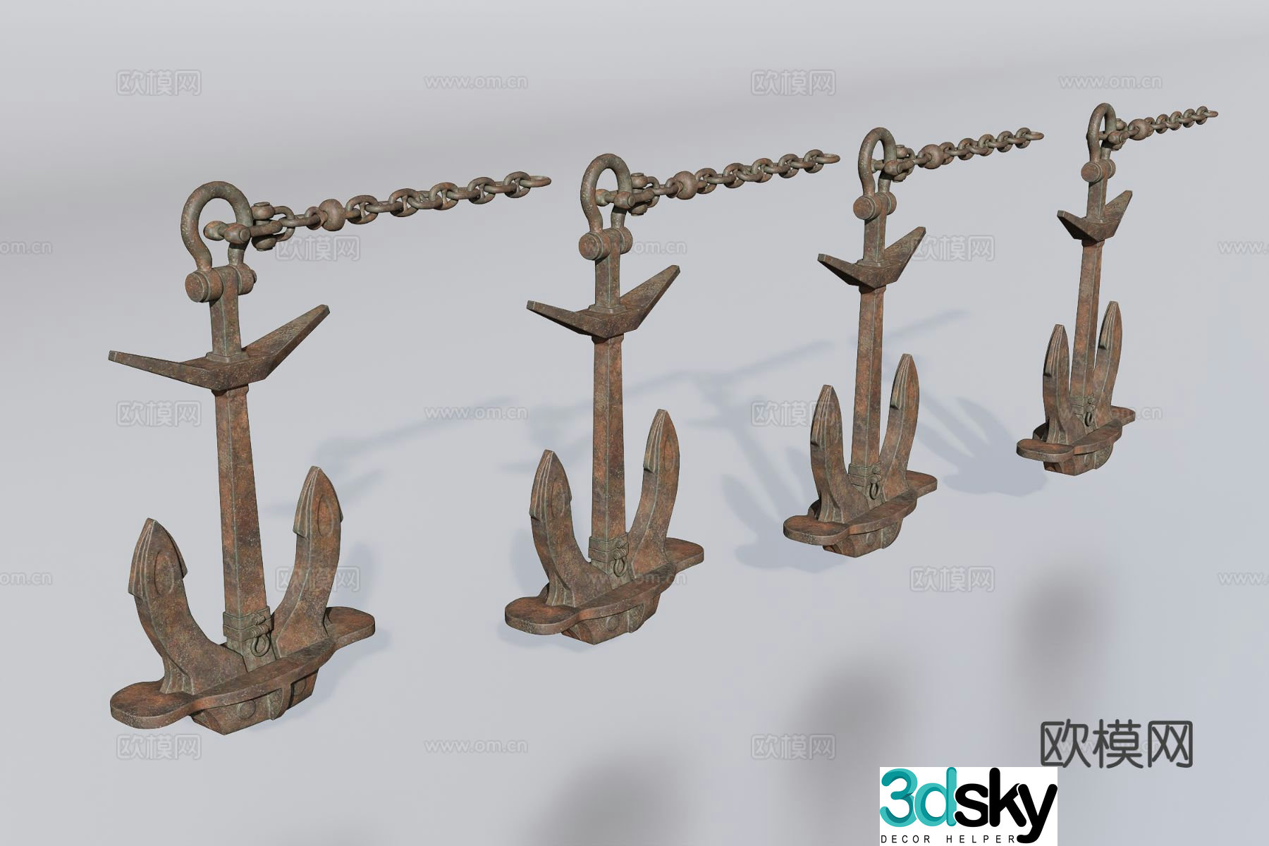 Anchor with chain 3d model