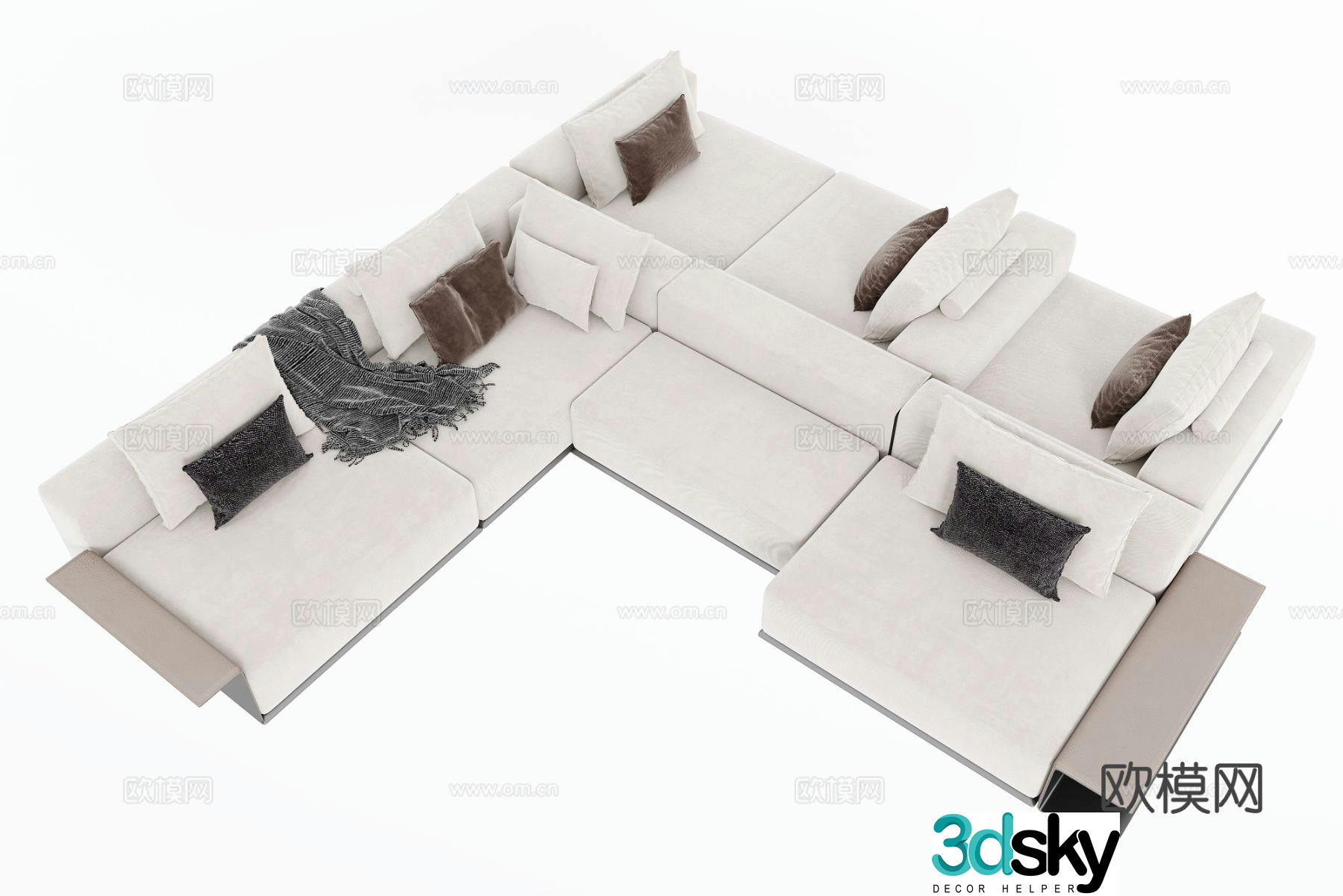 Modern corner sofa multi-person sofa 3d model