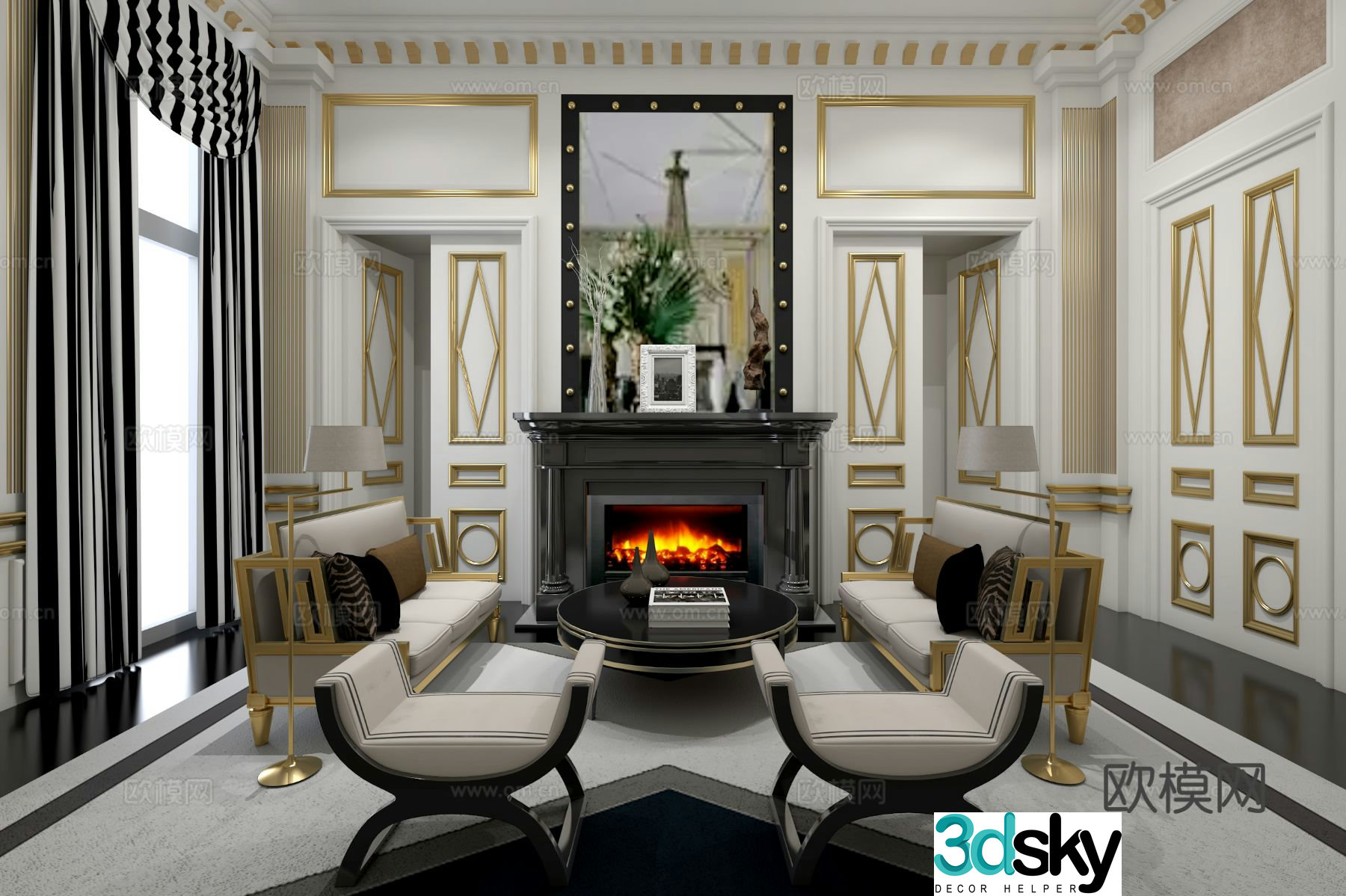 Simple European living room 3D model