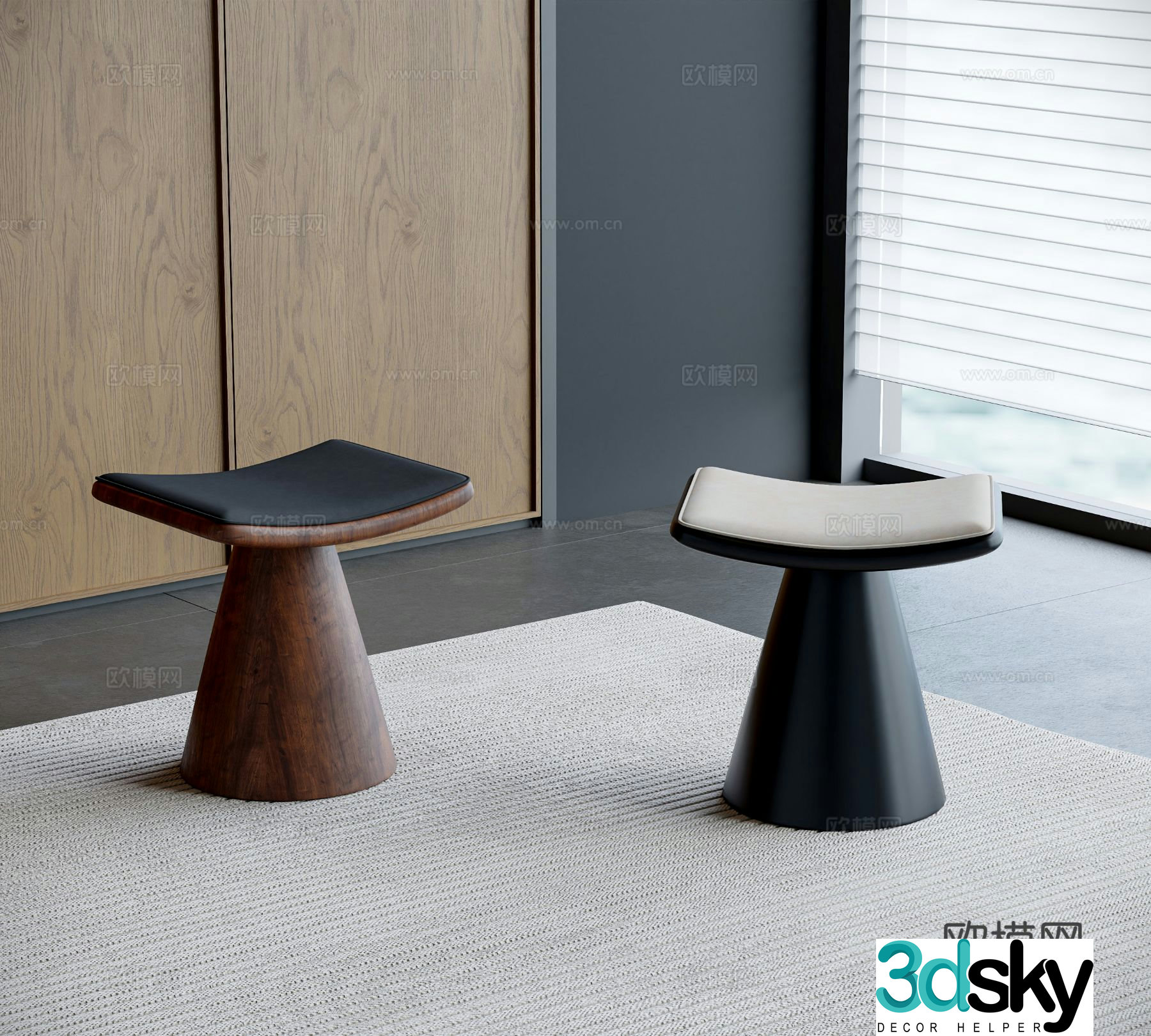 Stool low stool sitting stool 3d model