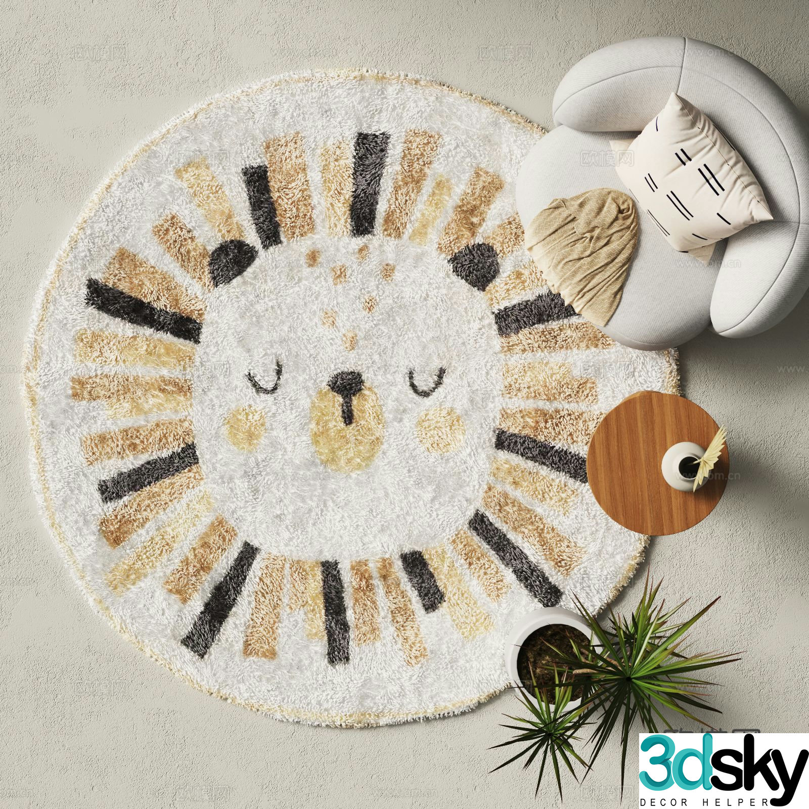 Children’s rug round rug 3d model