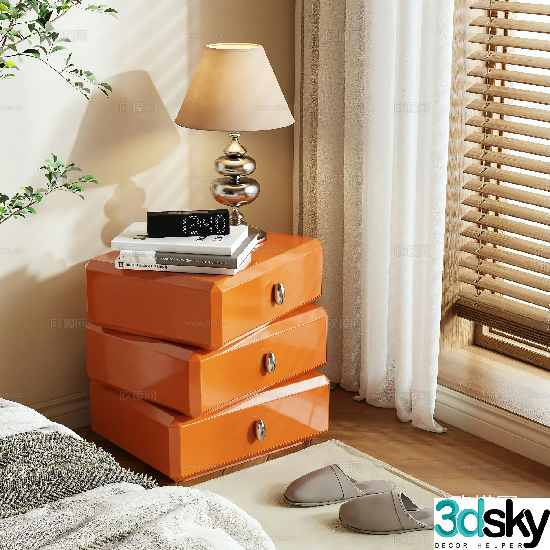 Light luxury bedside table 3D model