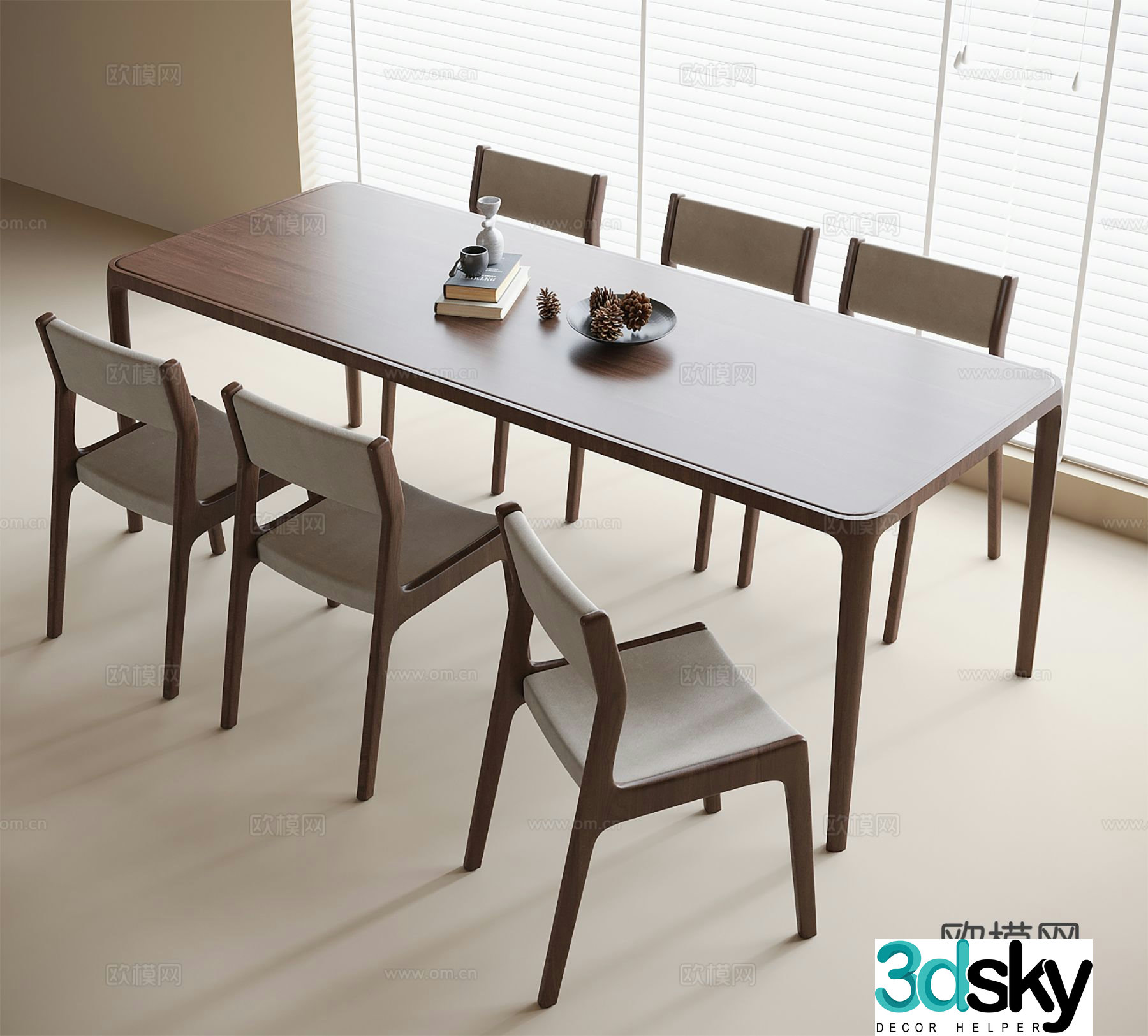 Medieval style dining table and chairs bar dining table 3D model