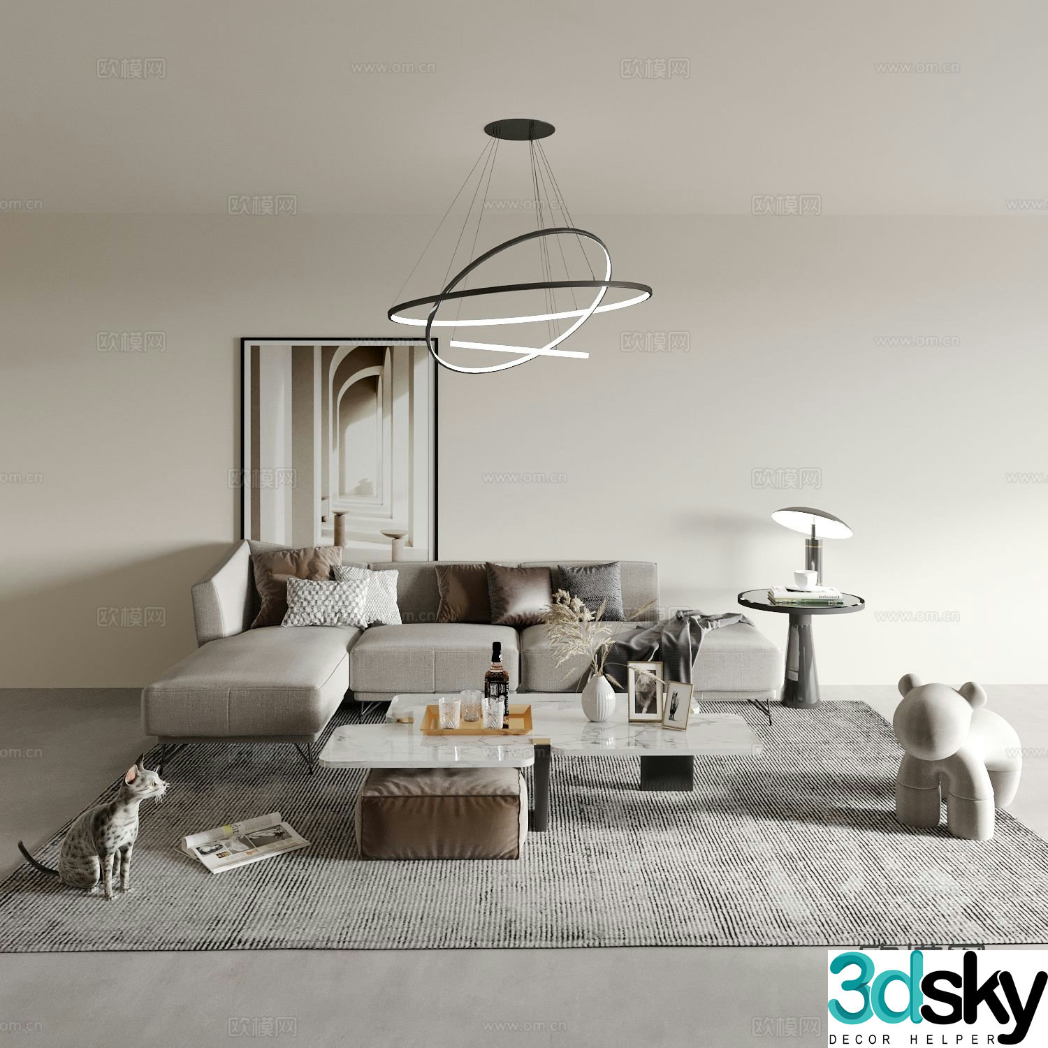 Modern sectional sofa 3d model