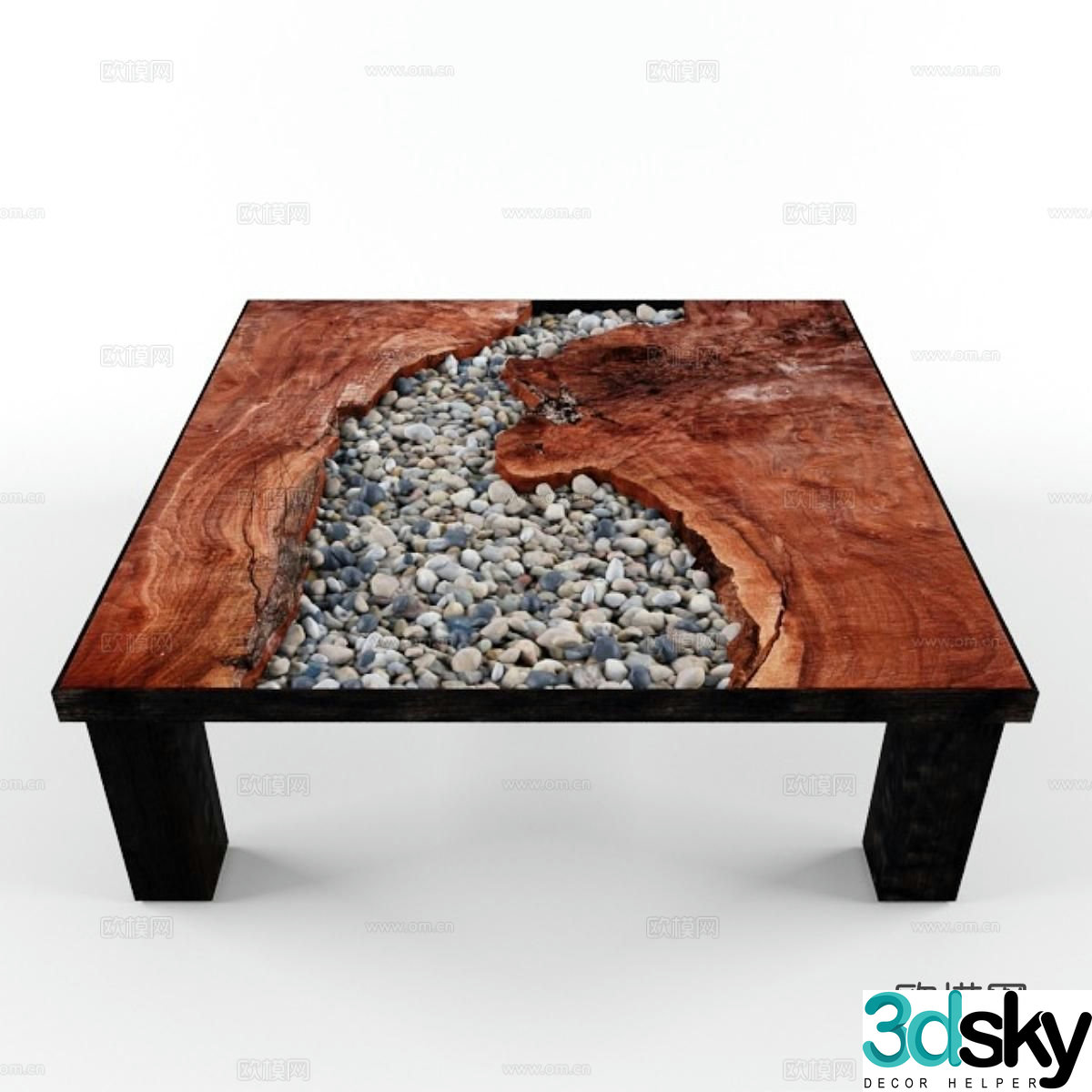 New Chinese tea table walnut dining table wood table 3d model