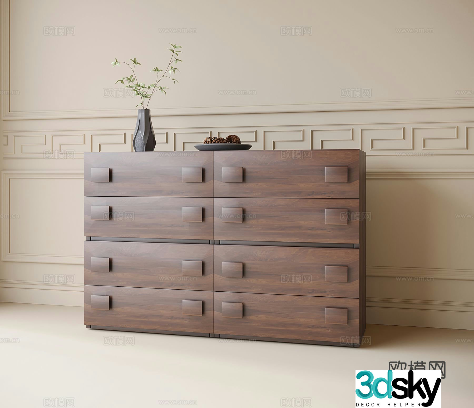 Medieval style chest of drawers 3D model