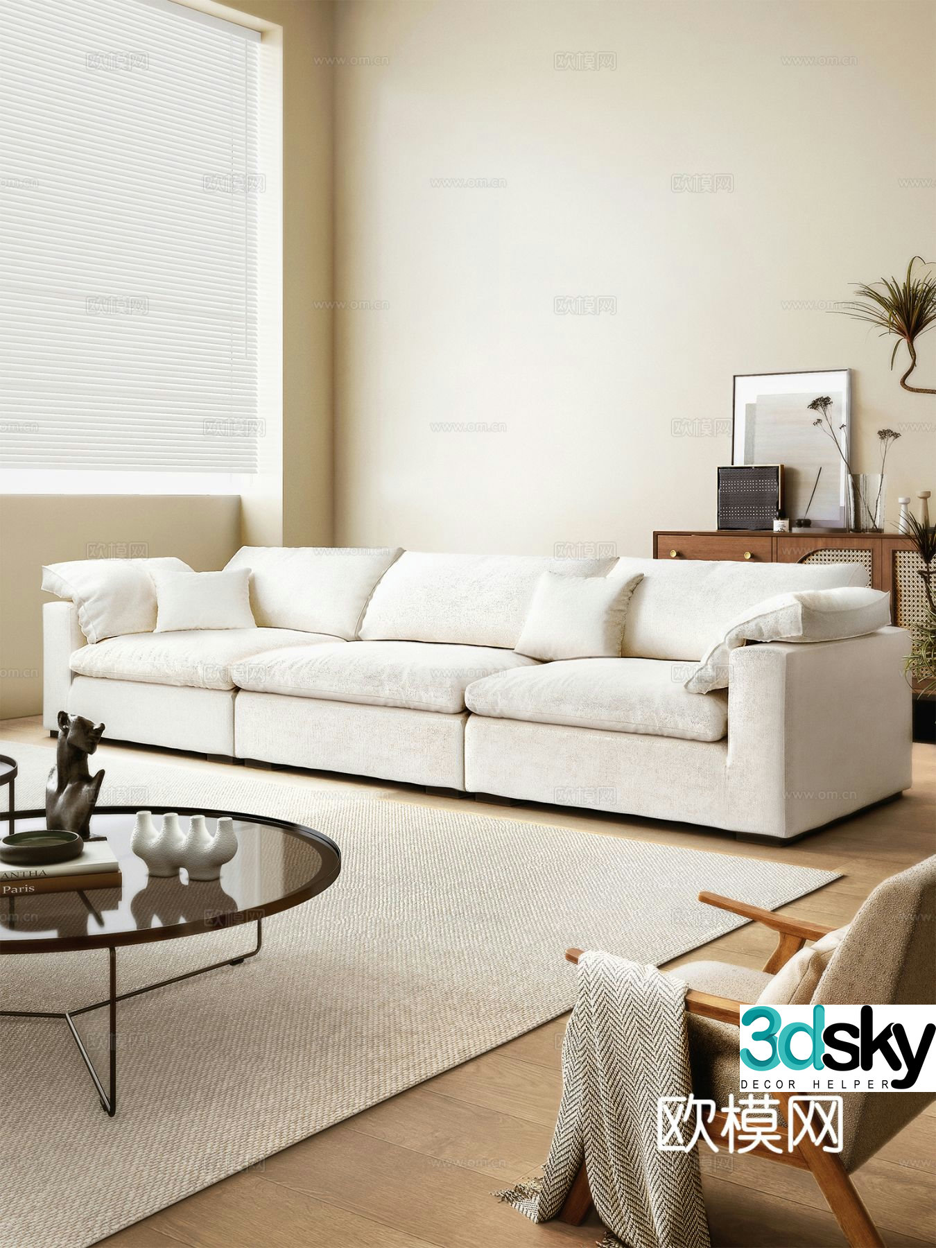 Cream style modular sofa 3d model