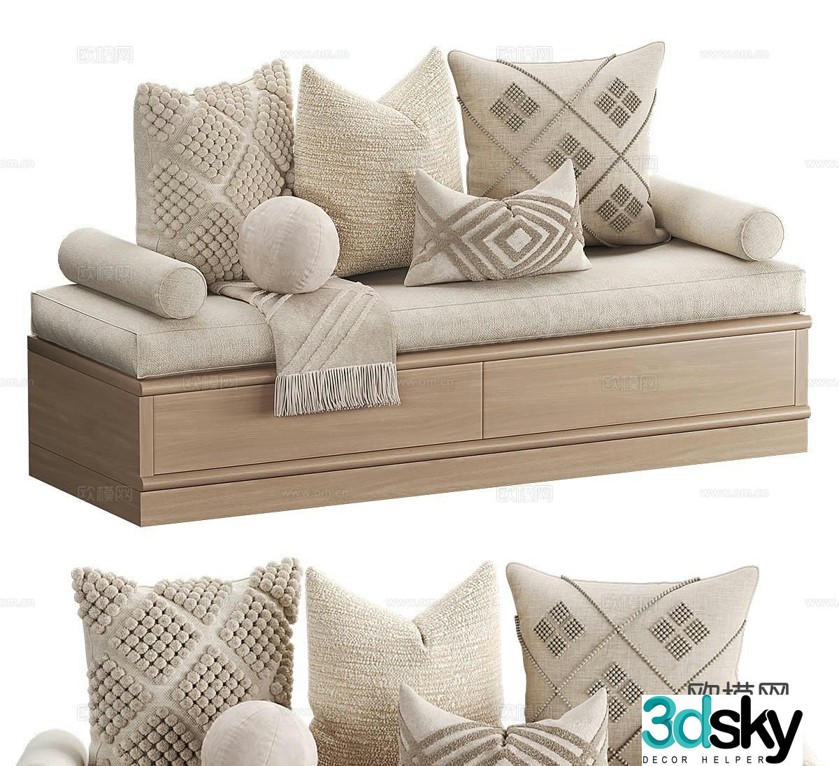 Modern bay window cushion sofa cushion 3d model