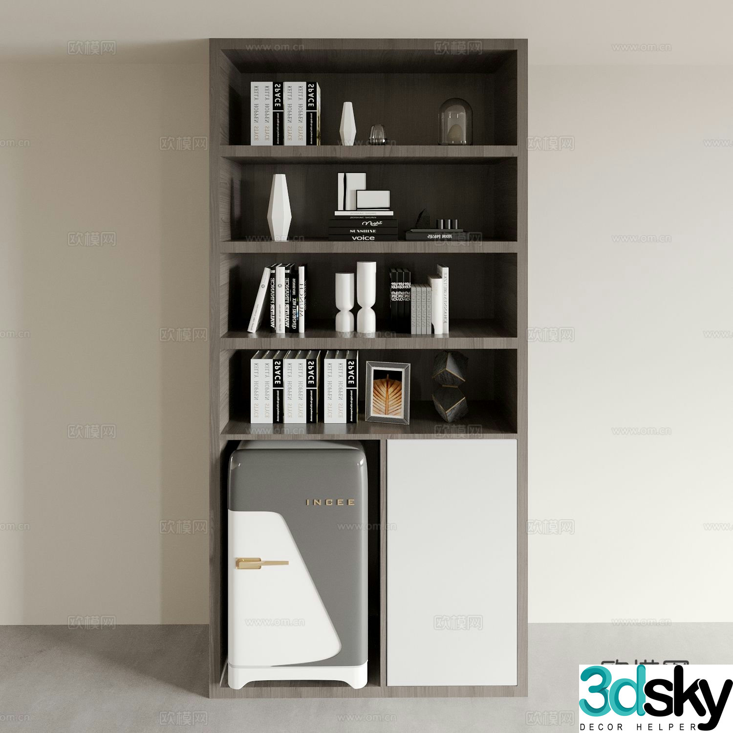 Modern bookcase display cabinet 3d model
