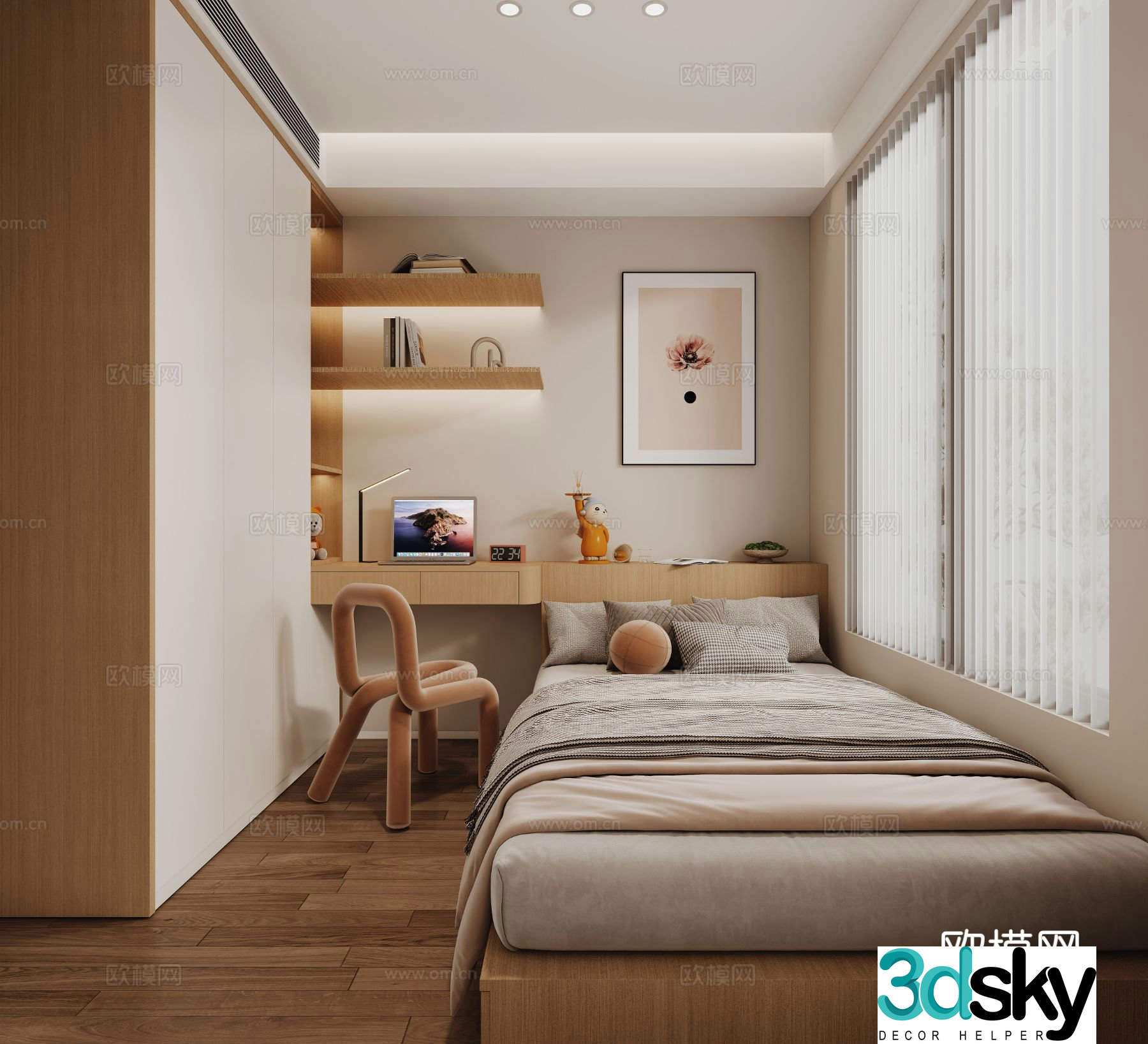 3d model of tatami bedroom and second bedroom