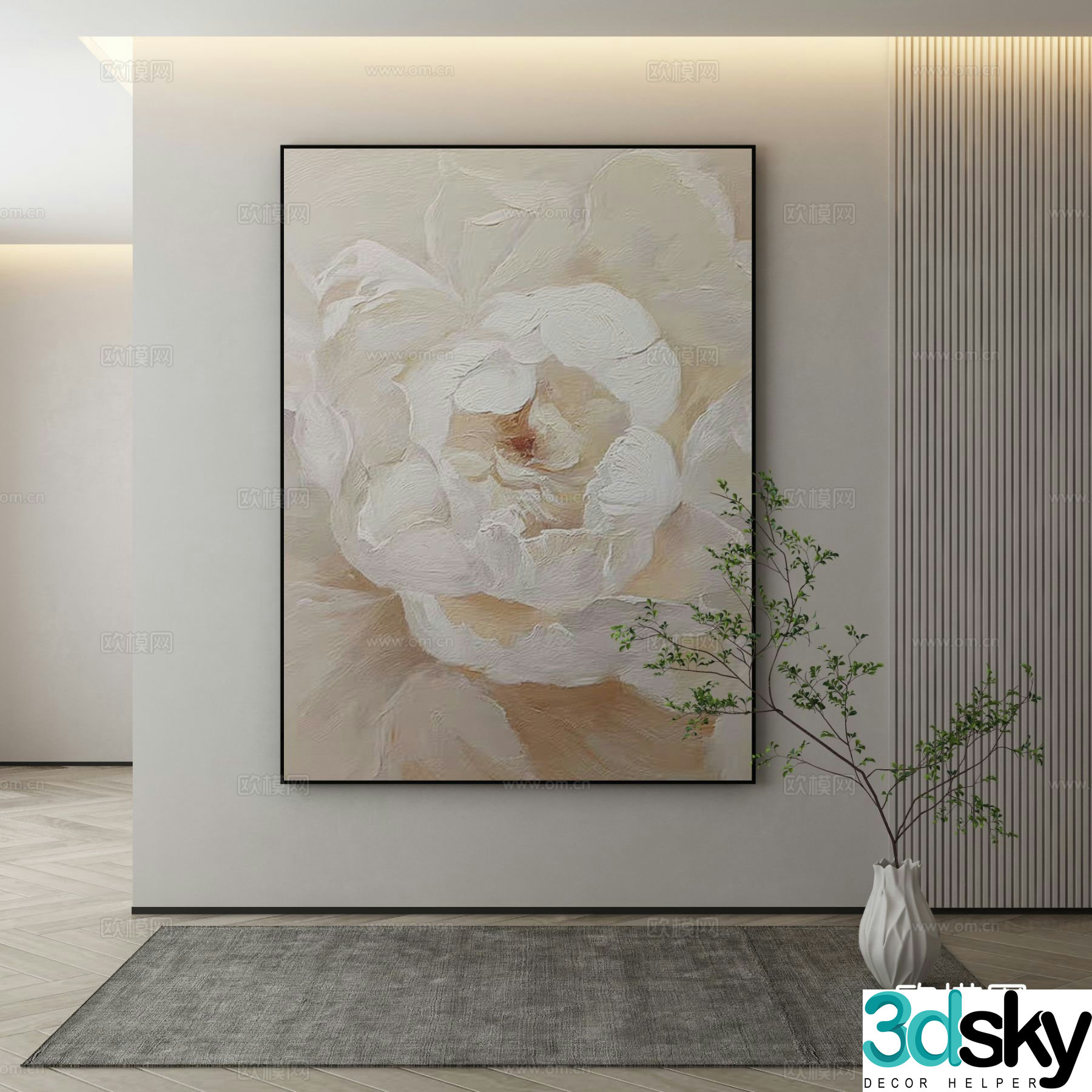 Modern decorative painting flower oil painting 3d model
