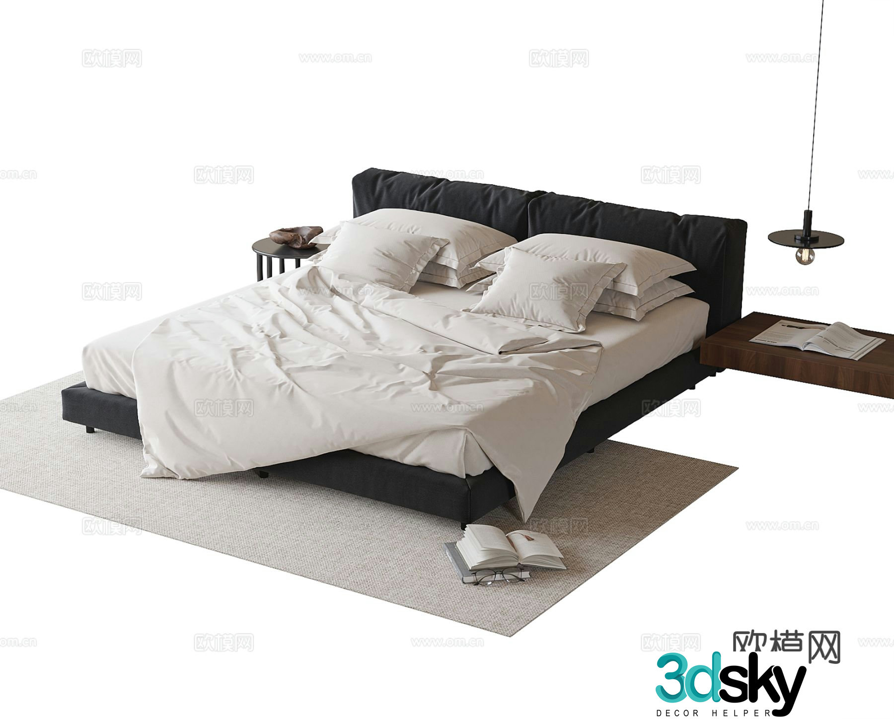 Modern double bed 3d model