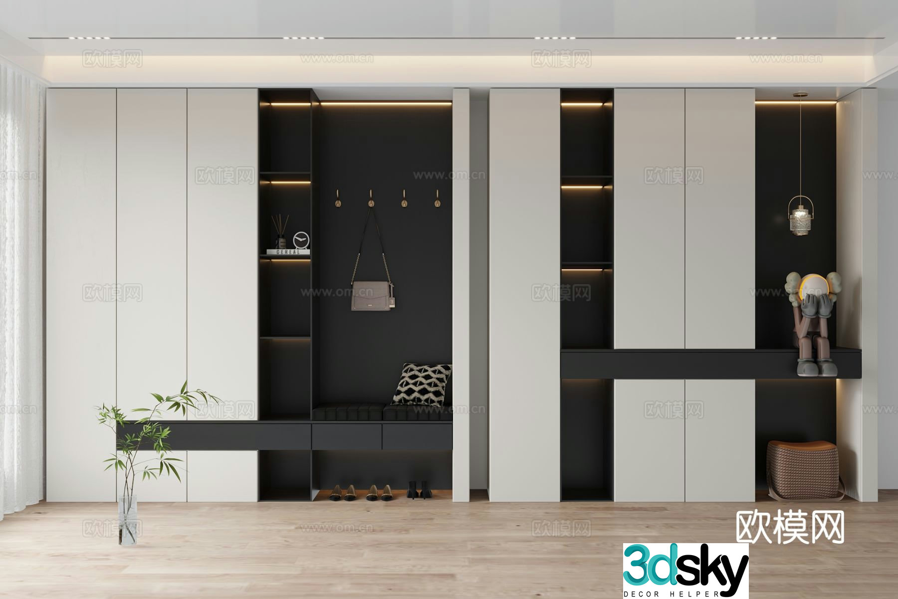 Modern entrance custom cabinet shoe cabinet 3d model