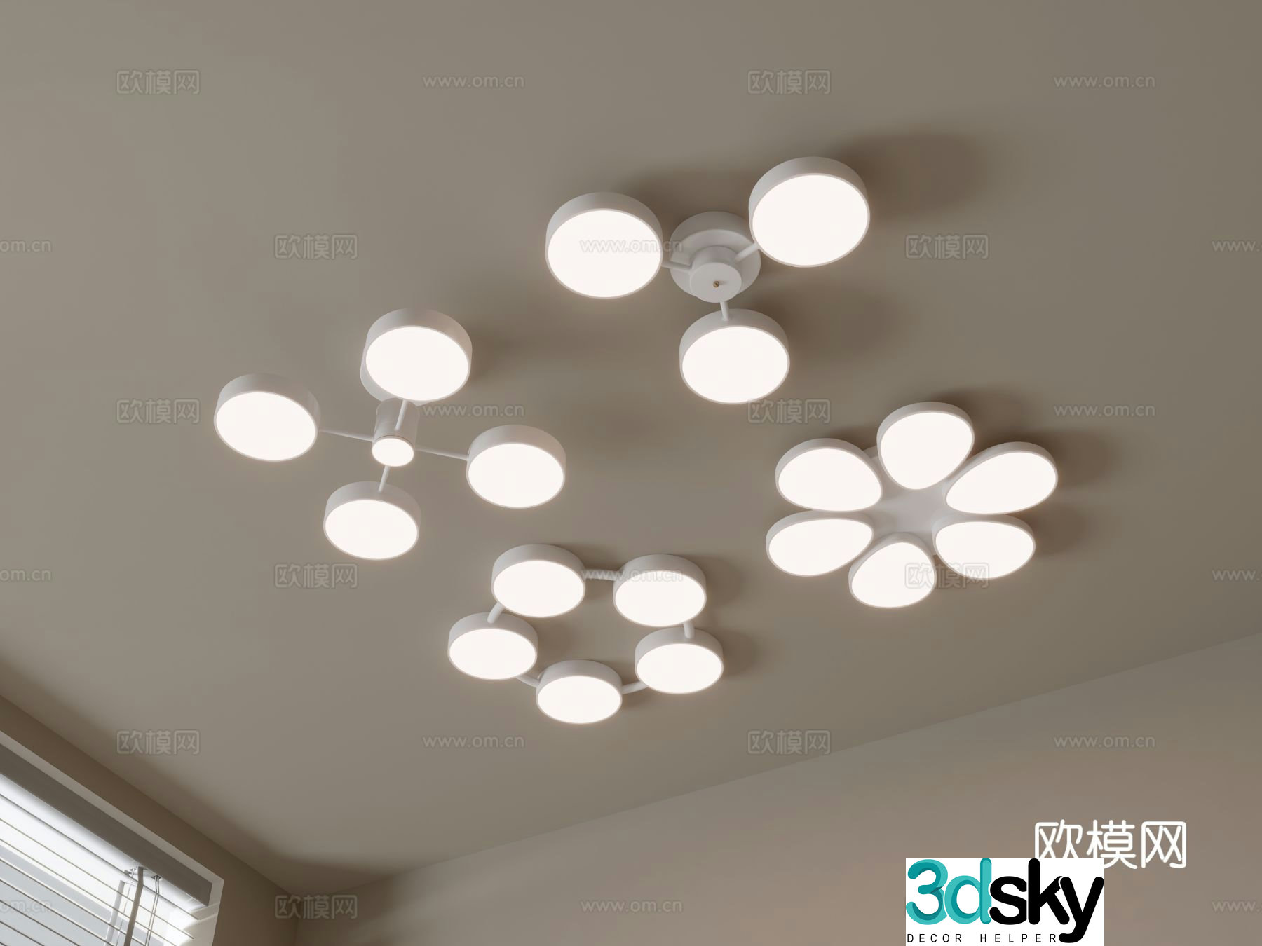 Geometric ceiling lamp bedroom lamp 3d model