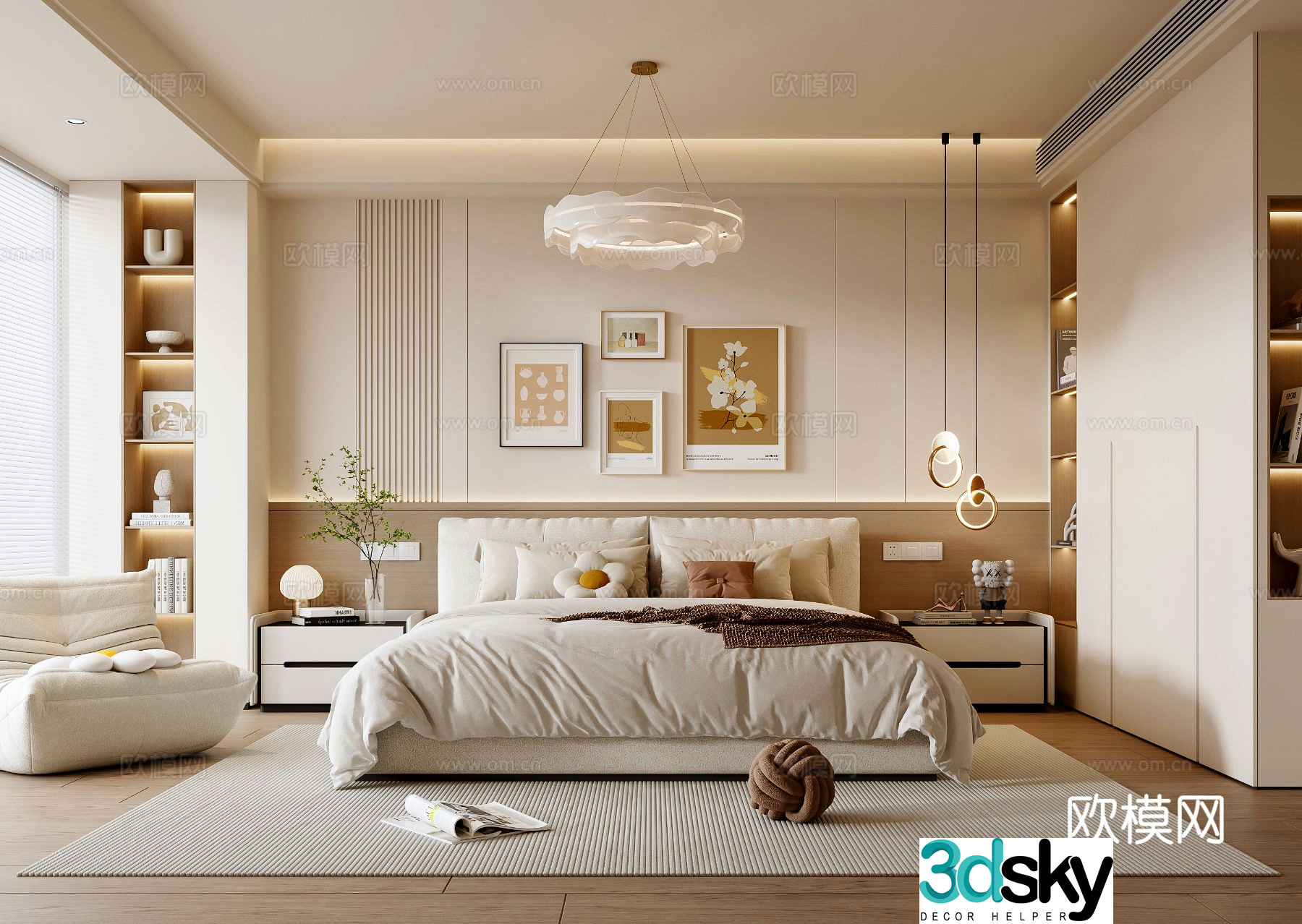 Cream style bedroom master bedroom 3d model