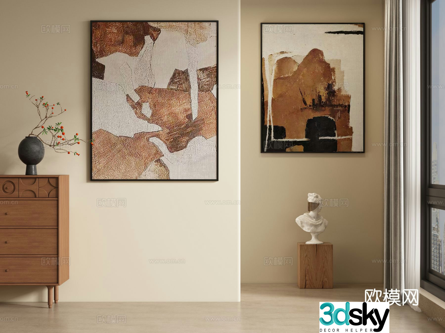 Medieval style decorative painting texture painting hanging painting 3D model