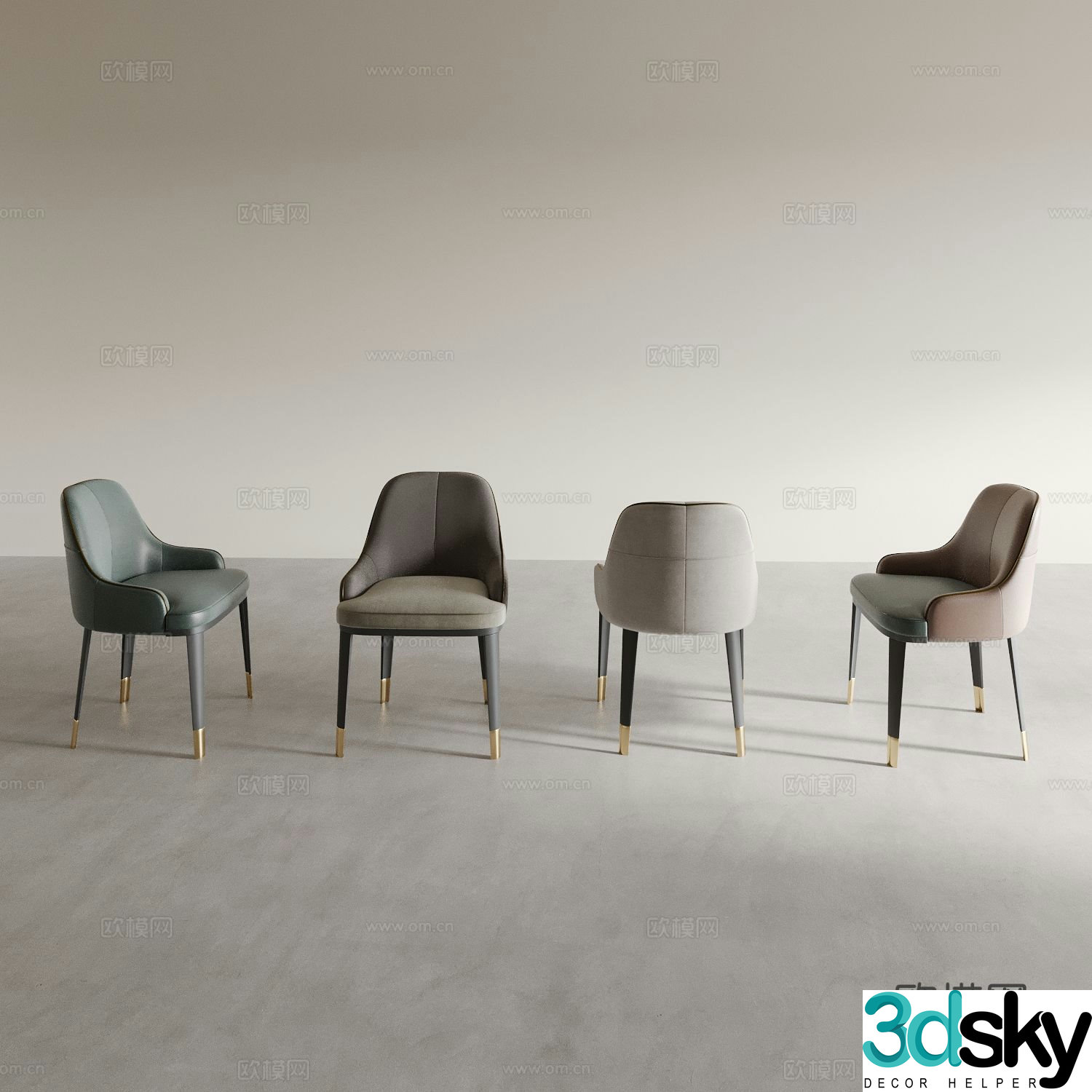 leather chair dining chair 3d model