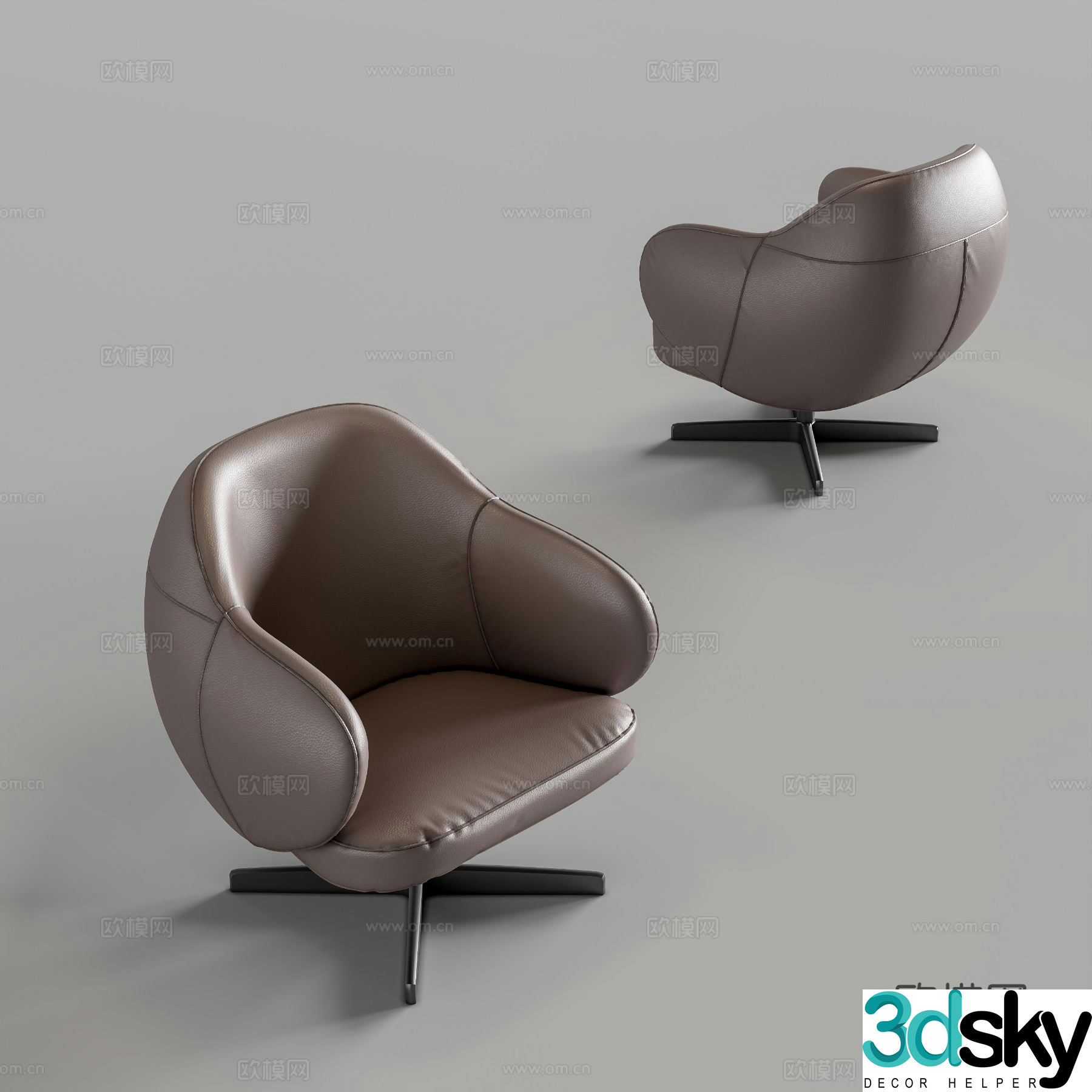 Leather chair lounge chair 3d model