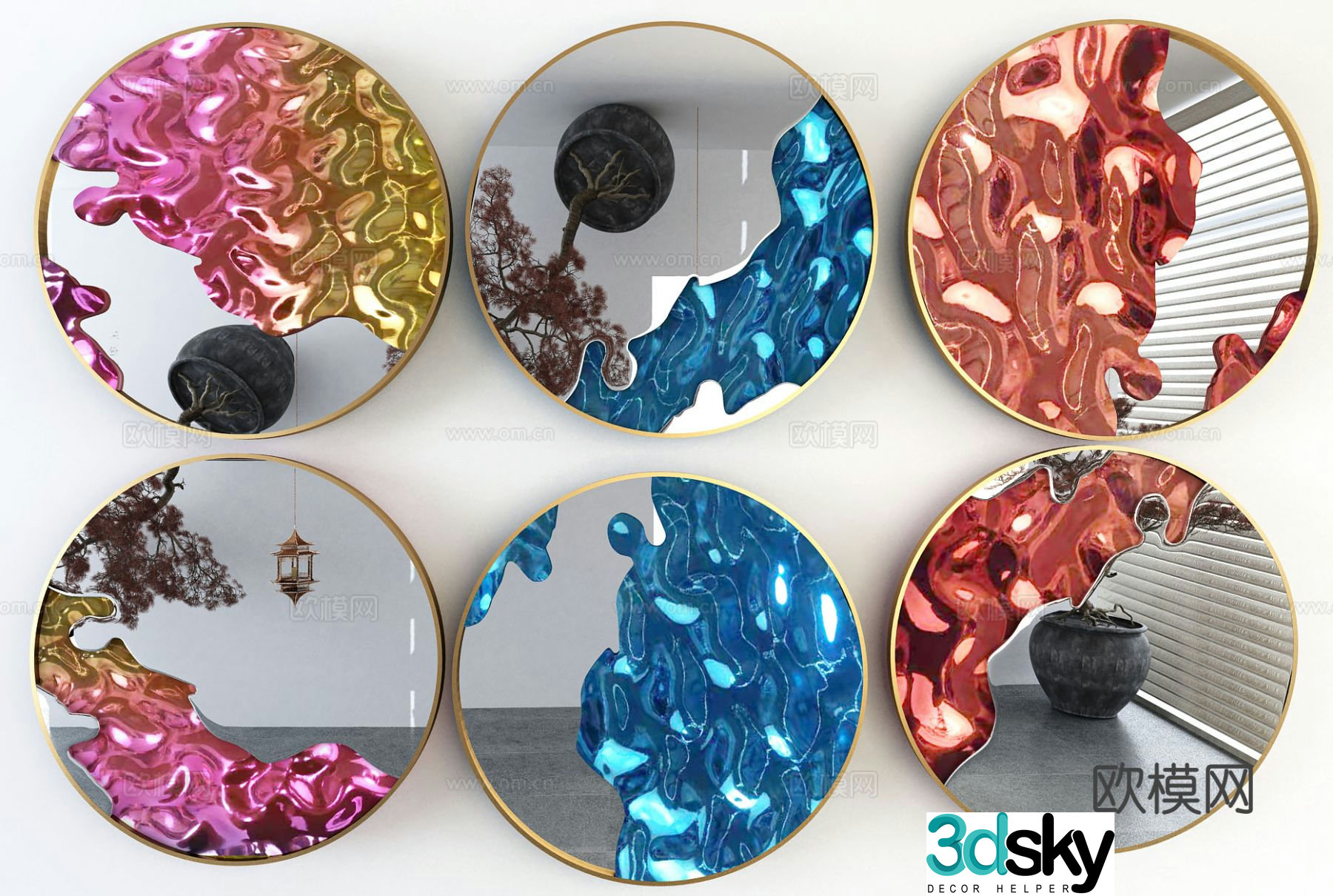 Mirror wall decoration hanging decoration 3d model