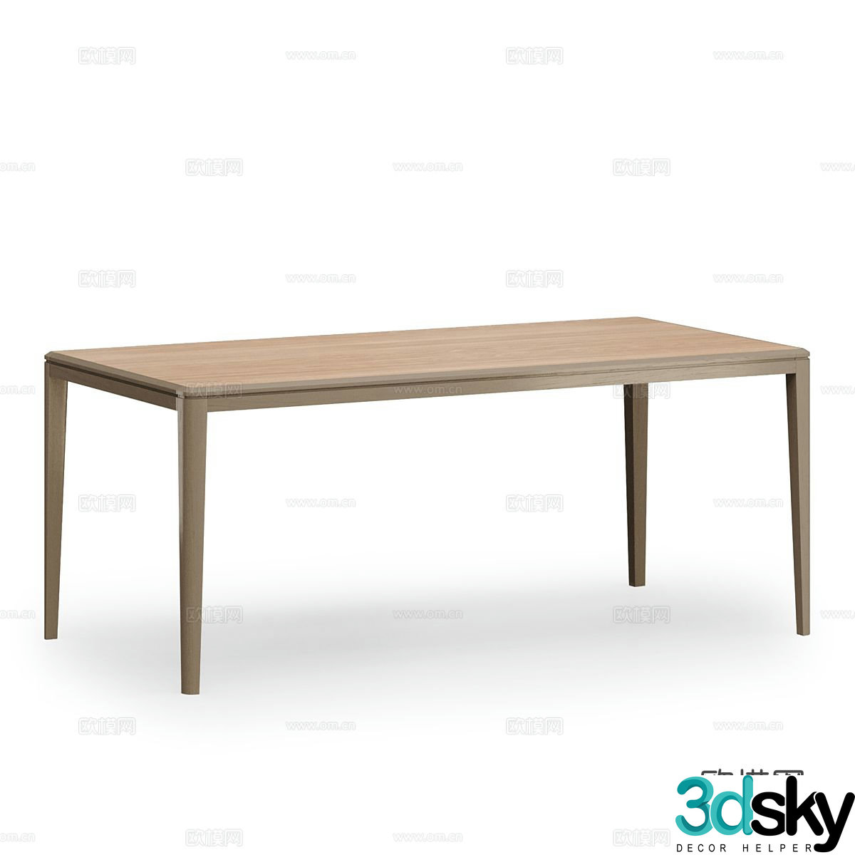 Nordic simple dining table long dining table 3D model