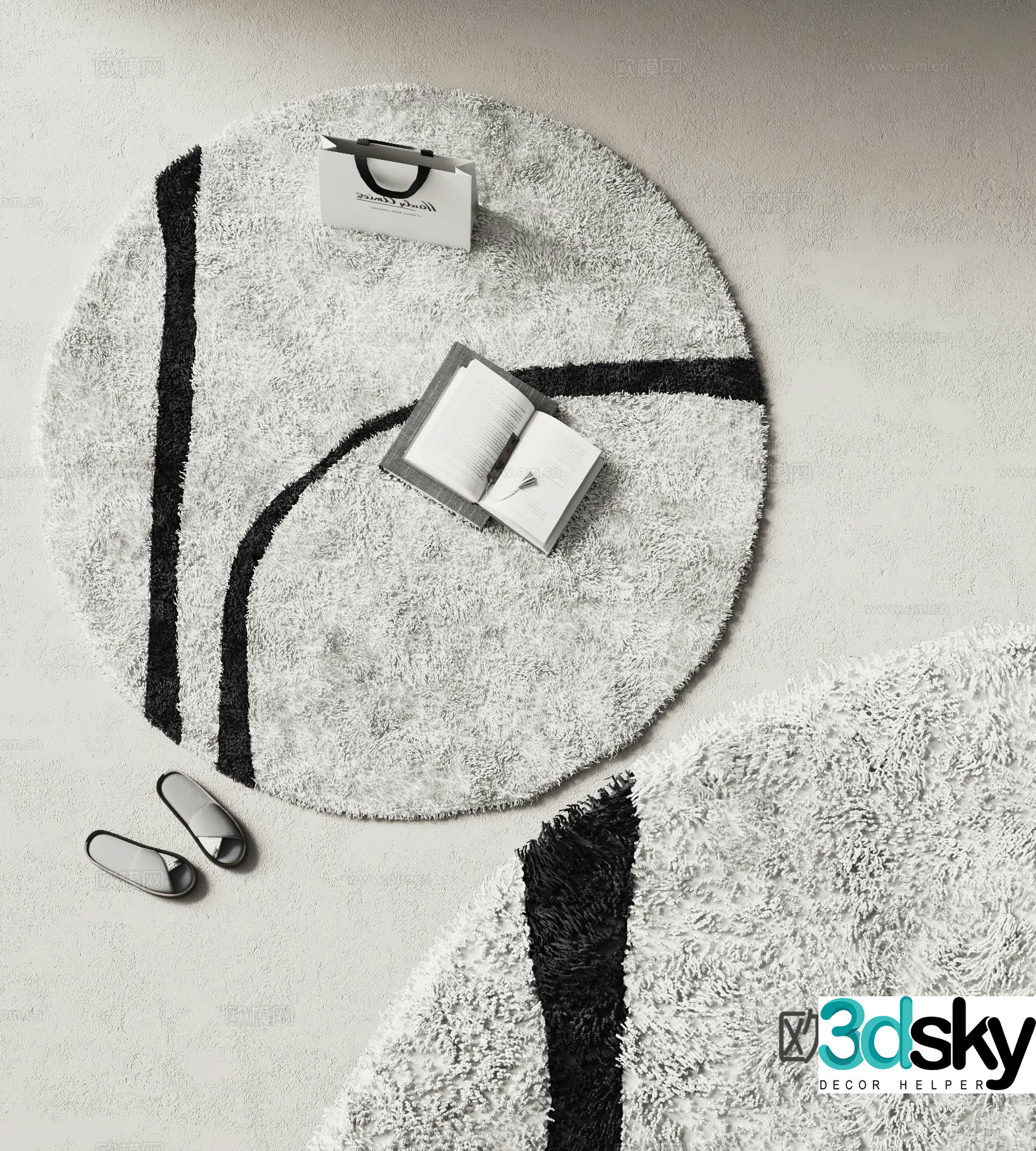 Plush carpet round carpet 3d model
