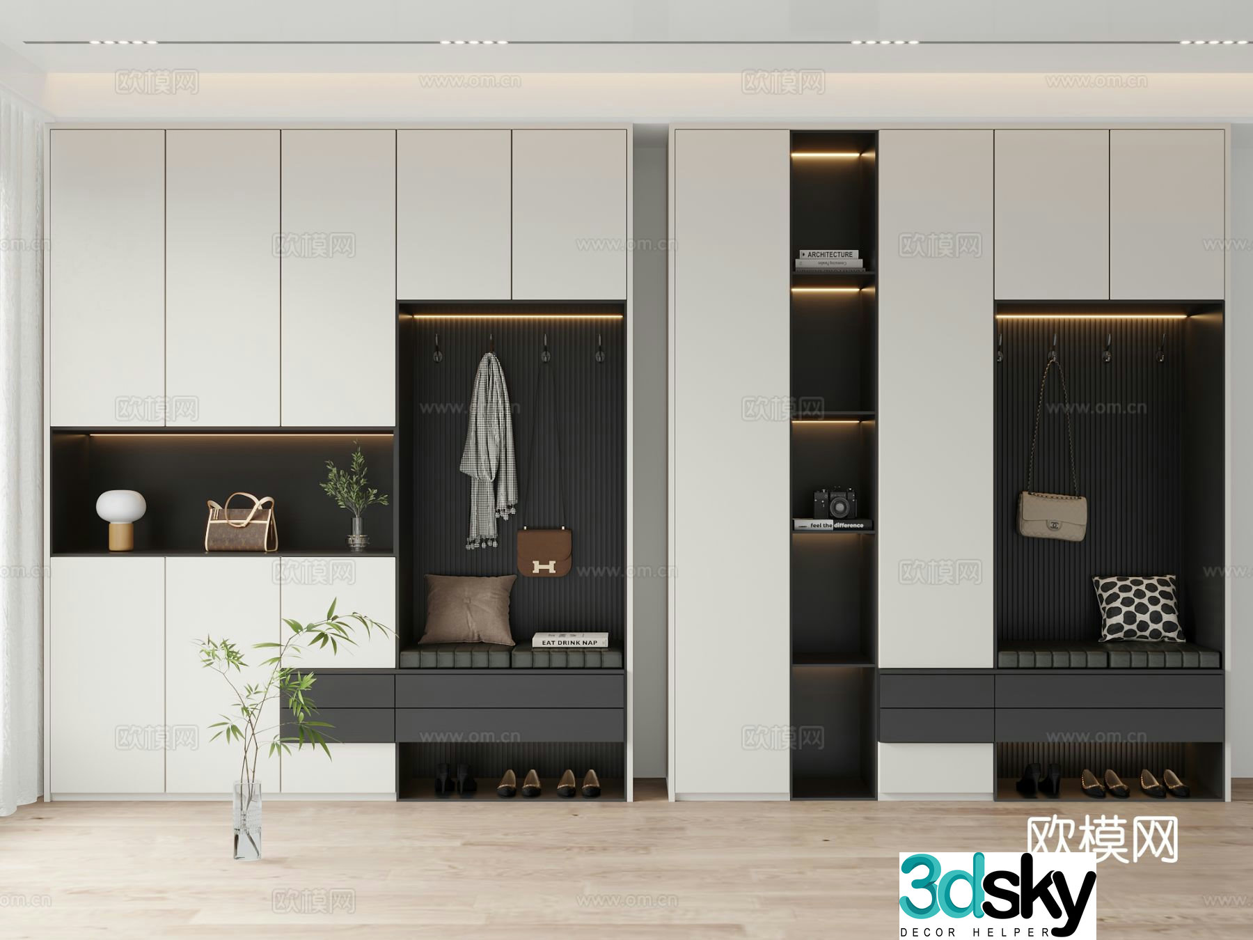 Modern entrance shoe cabinet 3d model