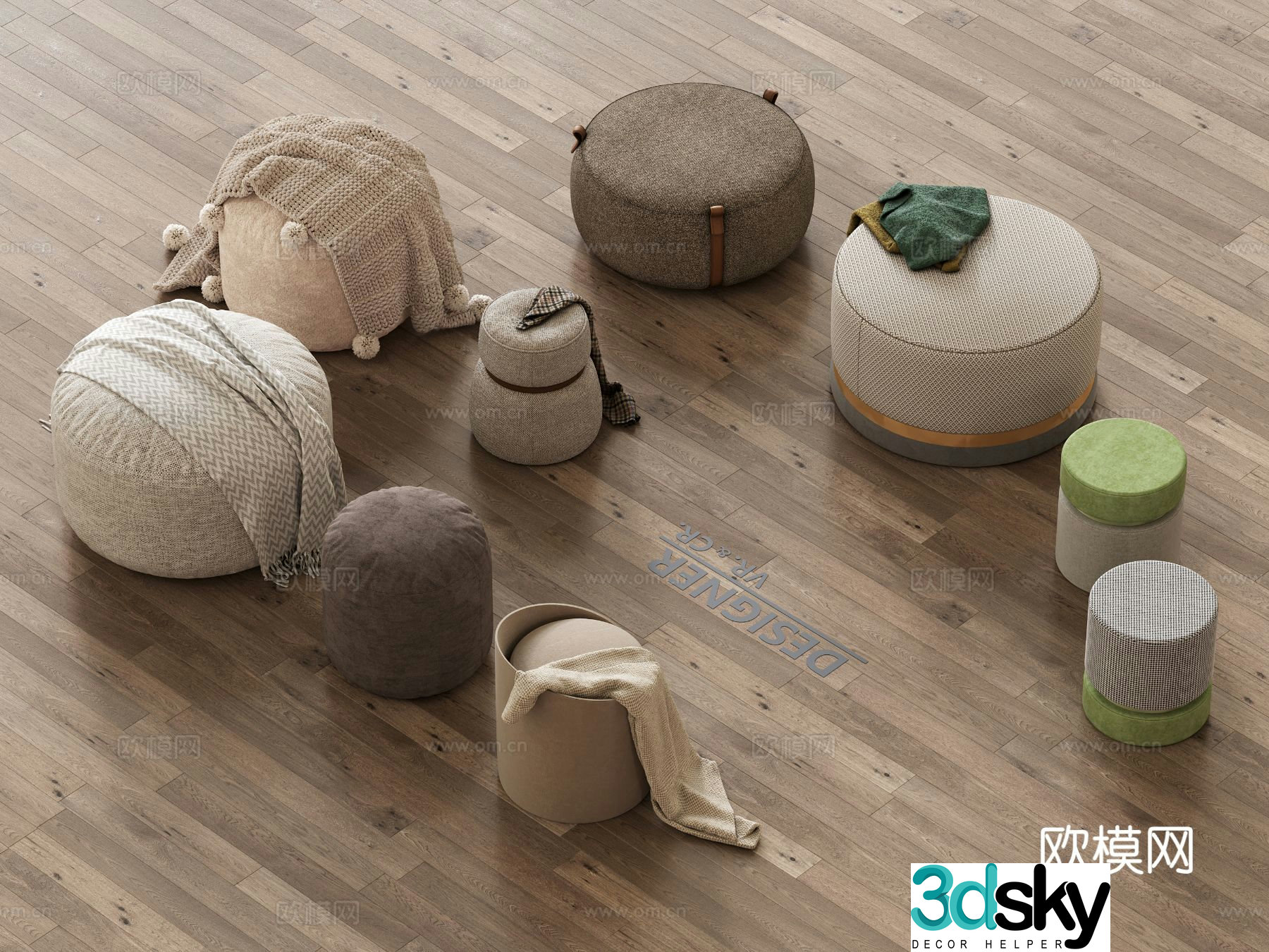 Modern stool round stool low stool sofa stool 3d model