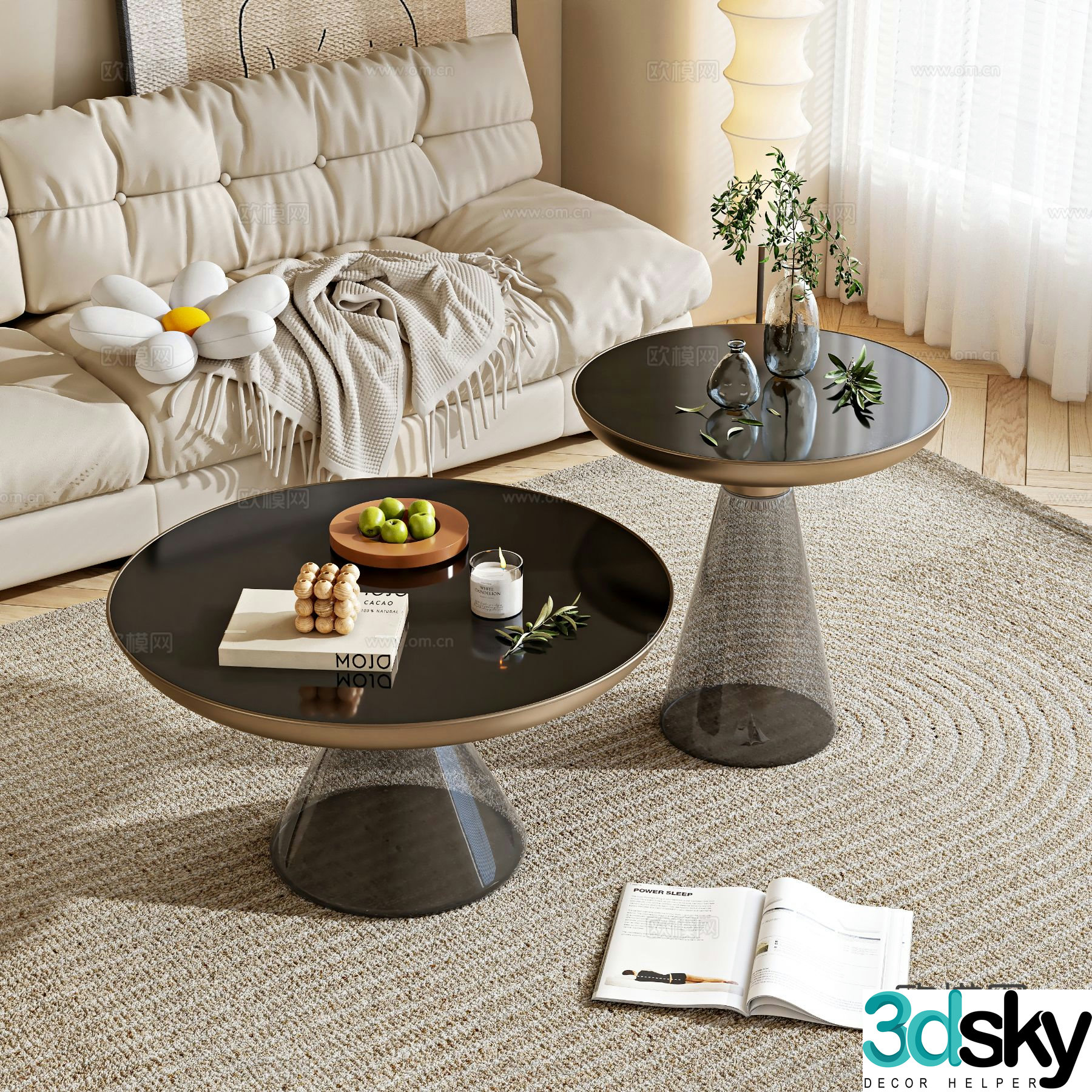 Modern double coffee table 3d model