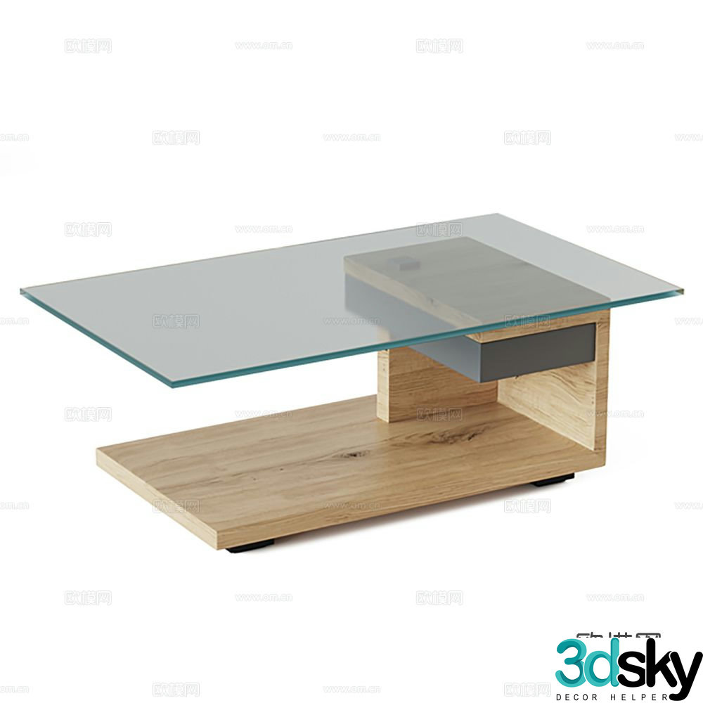Square coffee table glass coffee table 3d model