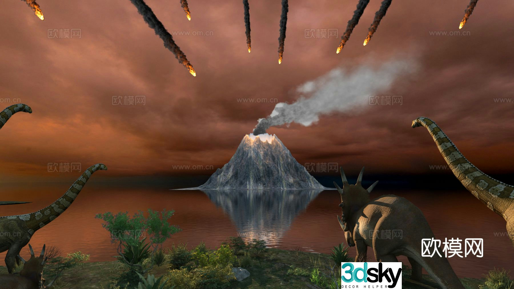 Modern Jurassic volcano 3d model