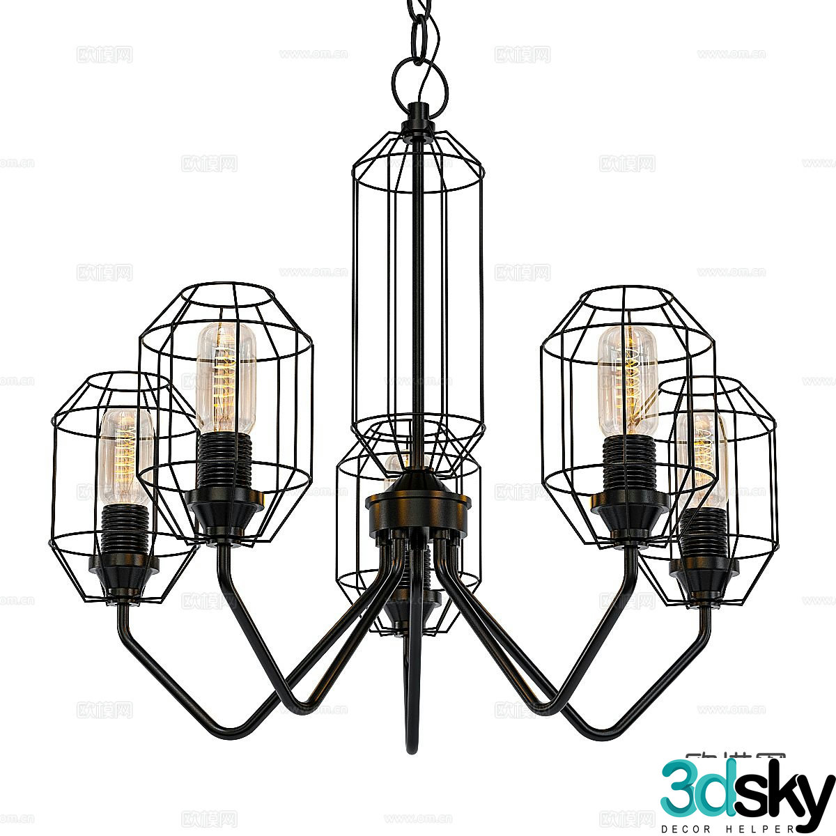 Industrial style chandelier hall chandelier 3d model
