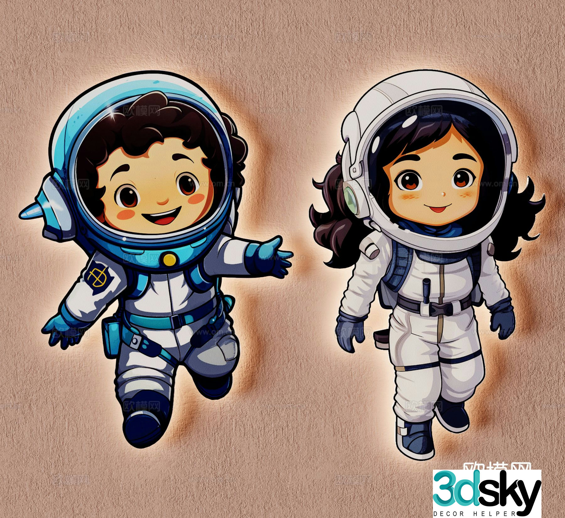 astronaut astronaut astronaut cartoon hanging decoration wall decoration 3d model
