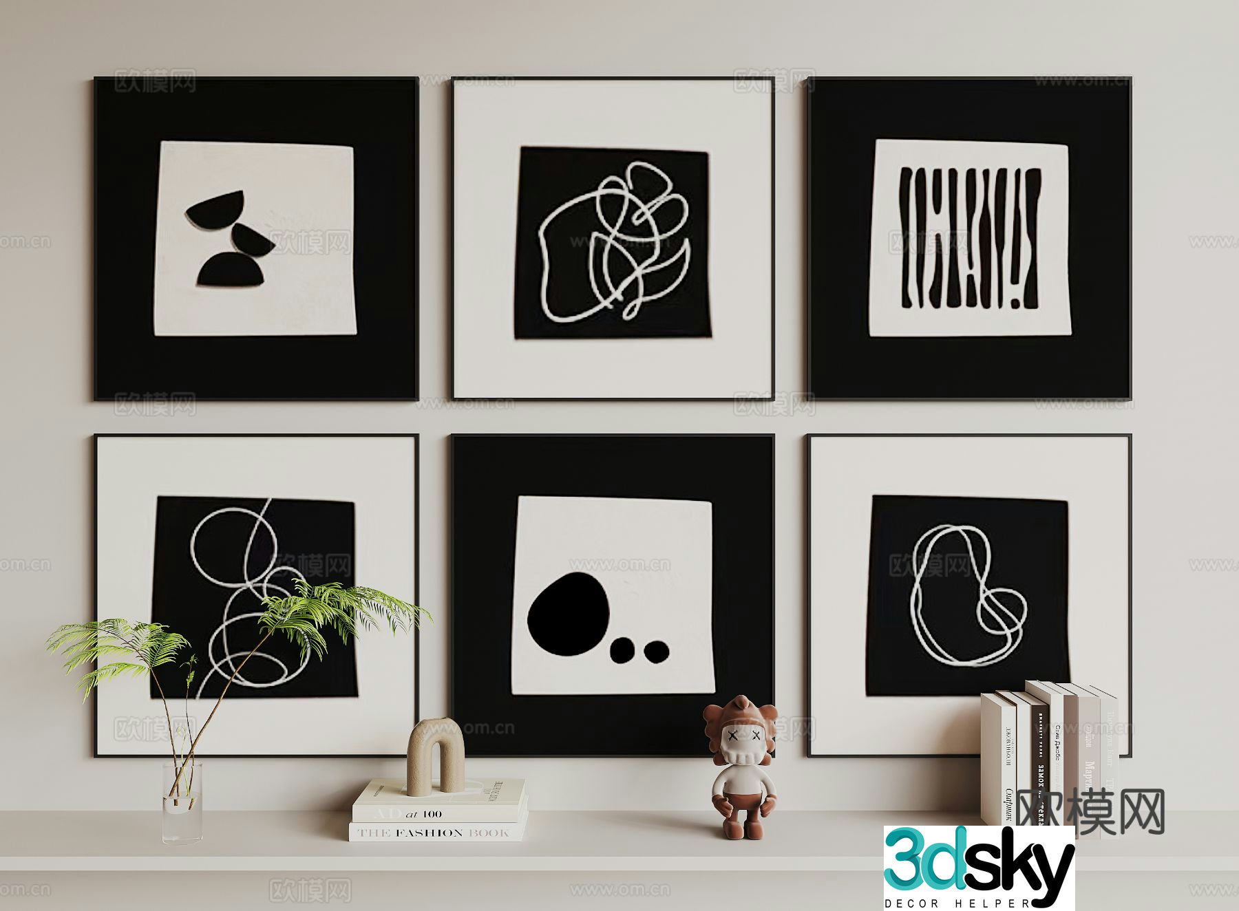 Modern art hanging painting decorative painting 3d model