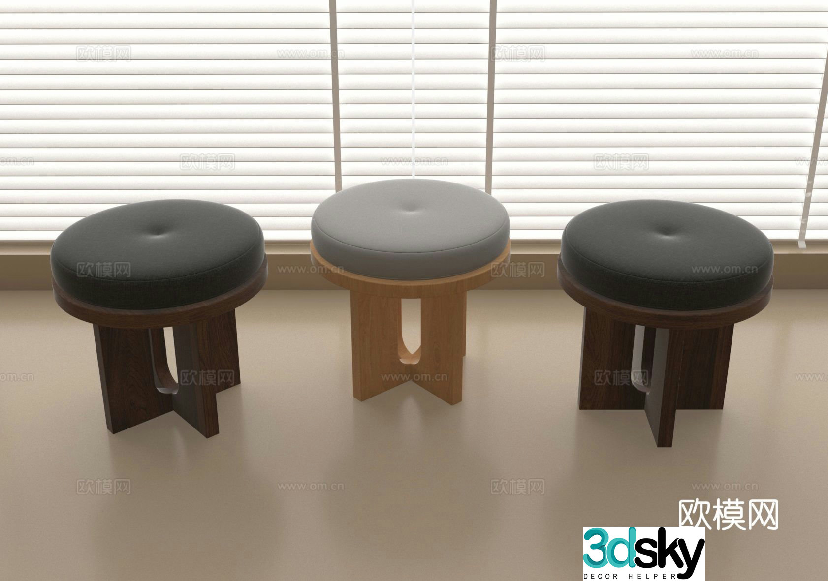 Stool round stool sofa stool low stool shoe changing stool 3d model