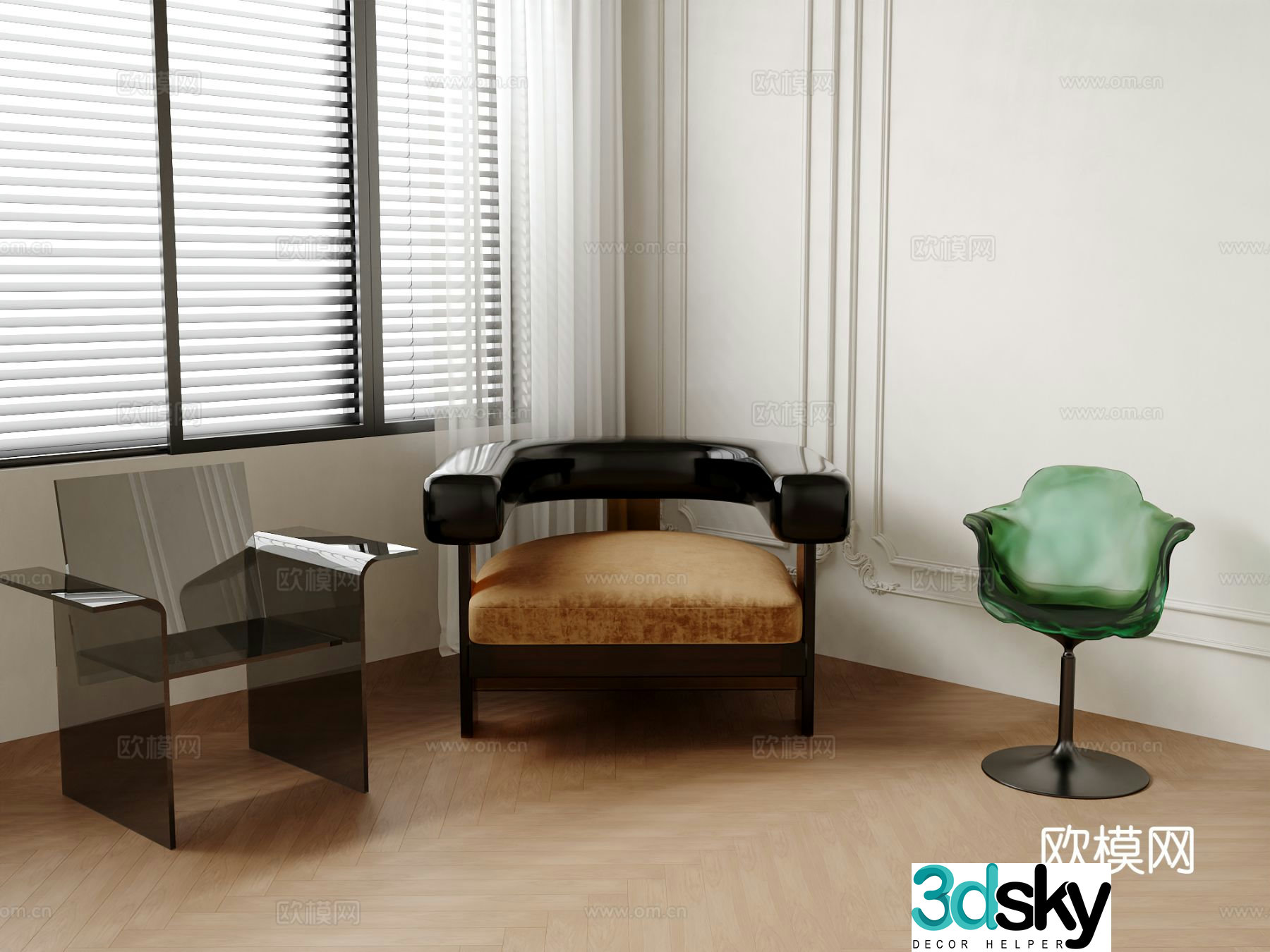 Transparent chair acrylic dining chair 3d model