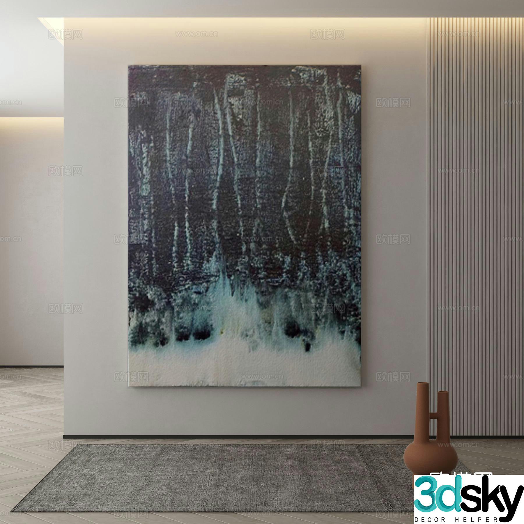 Modern decorative painting dark hanging painting 3d model