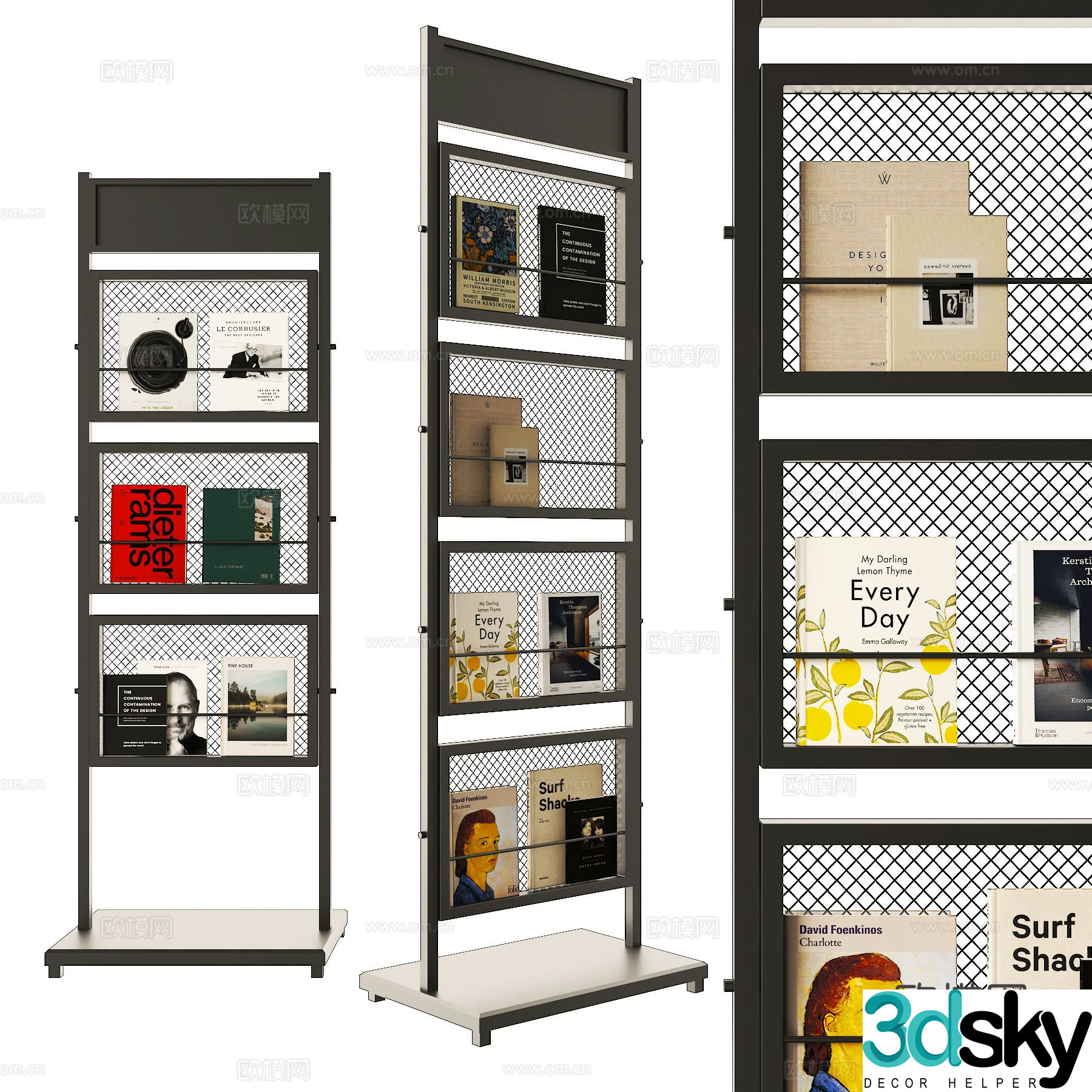 Modern bookshelf magazine rack 3d model