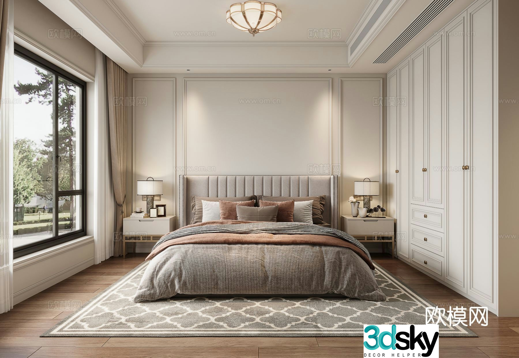 Cream style bedroom master bedroom 3d model