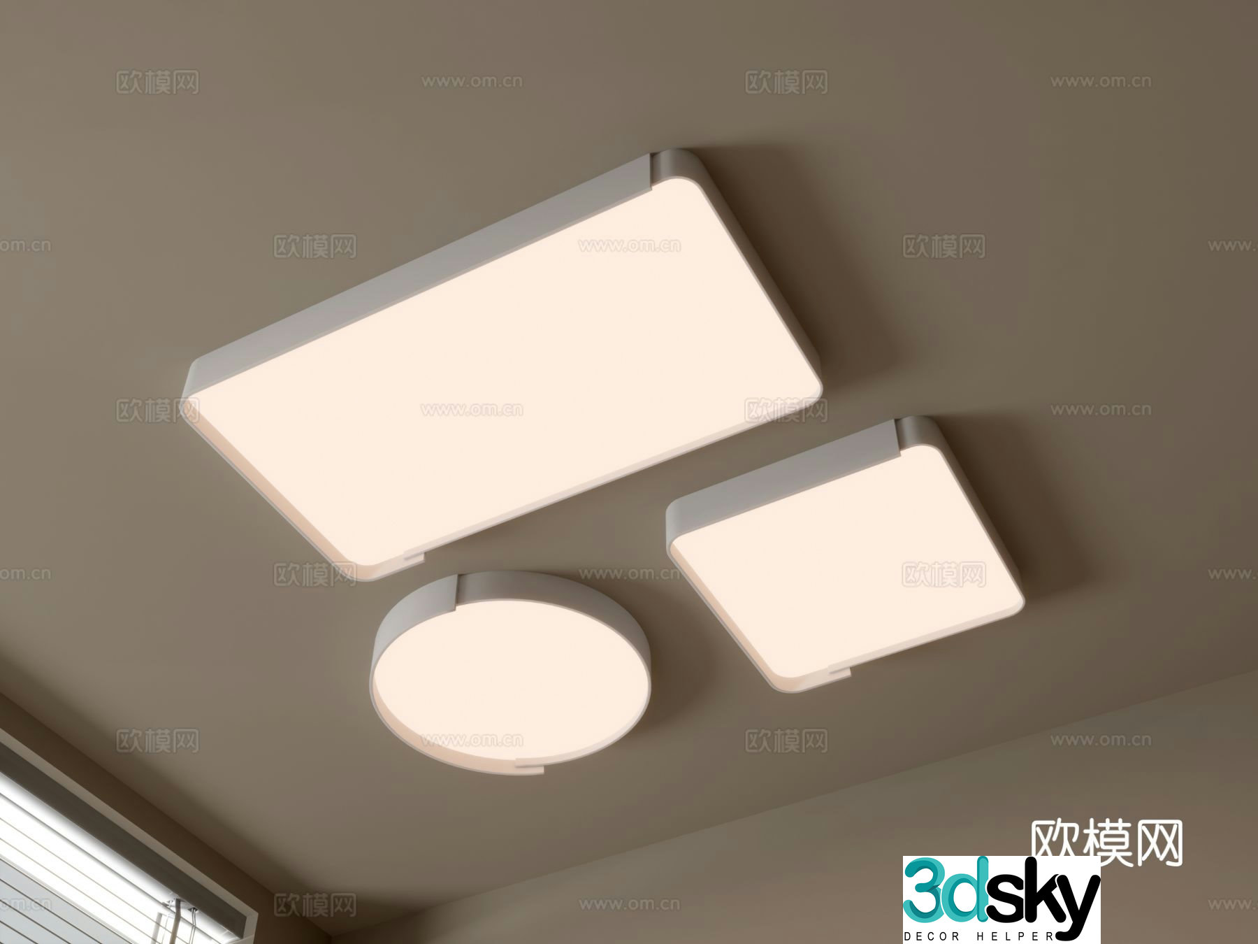 Geometric ceiling lamp bedroom lamp 3d model