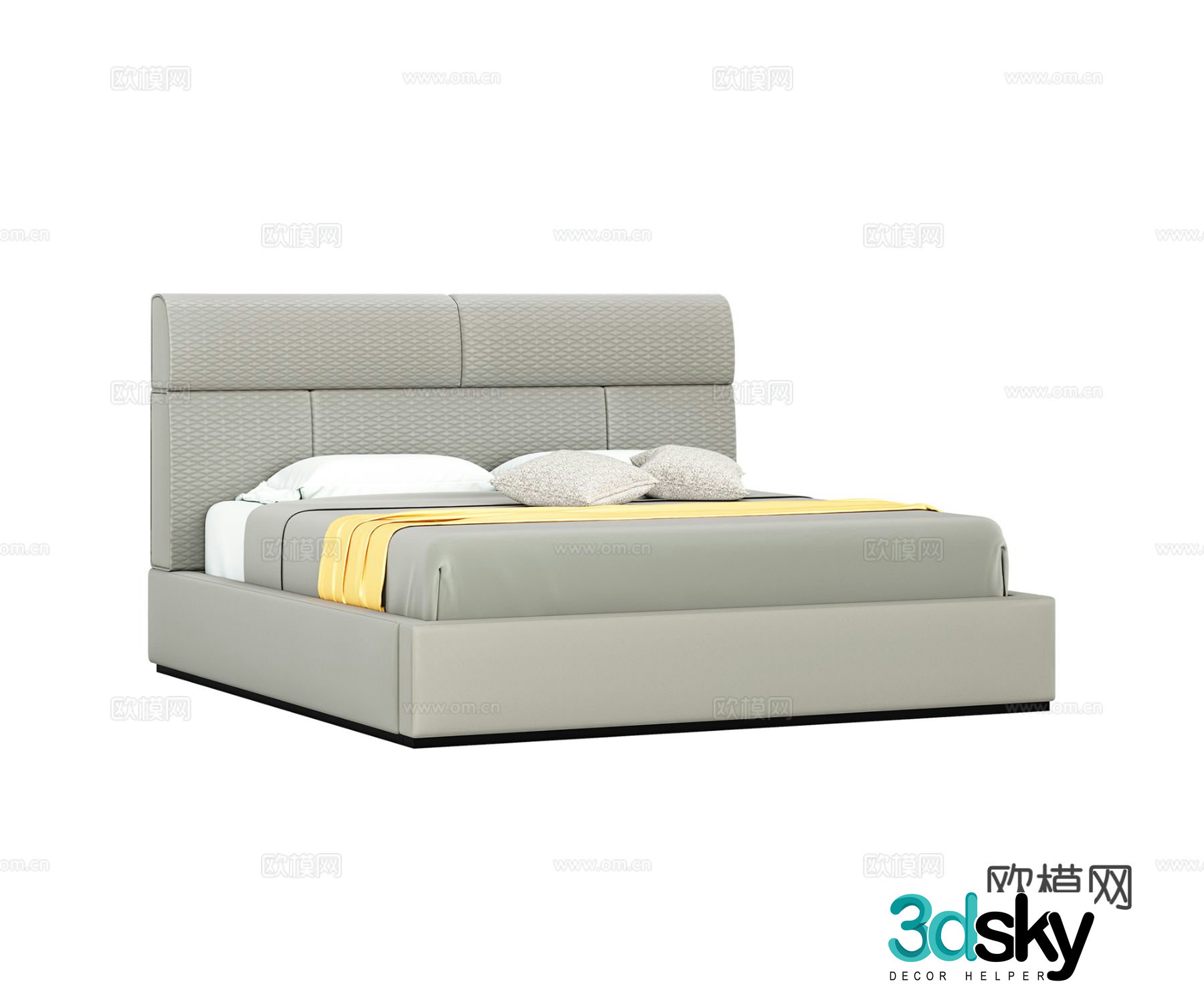 Light luxury double bed 3D model