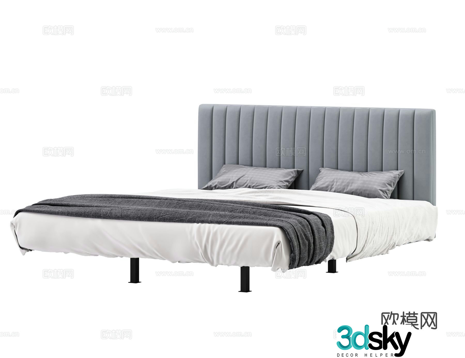 Light luxury double bed suspended bed 3d model