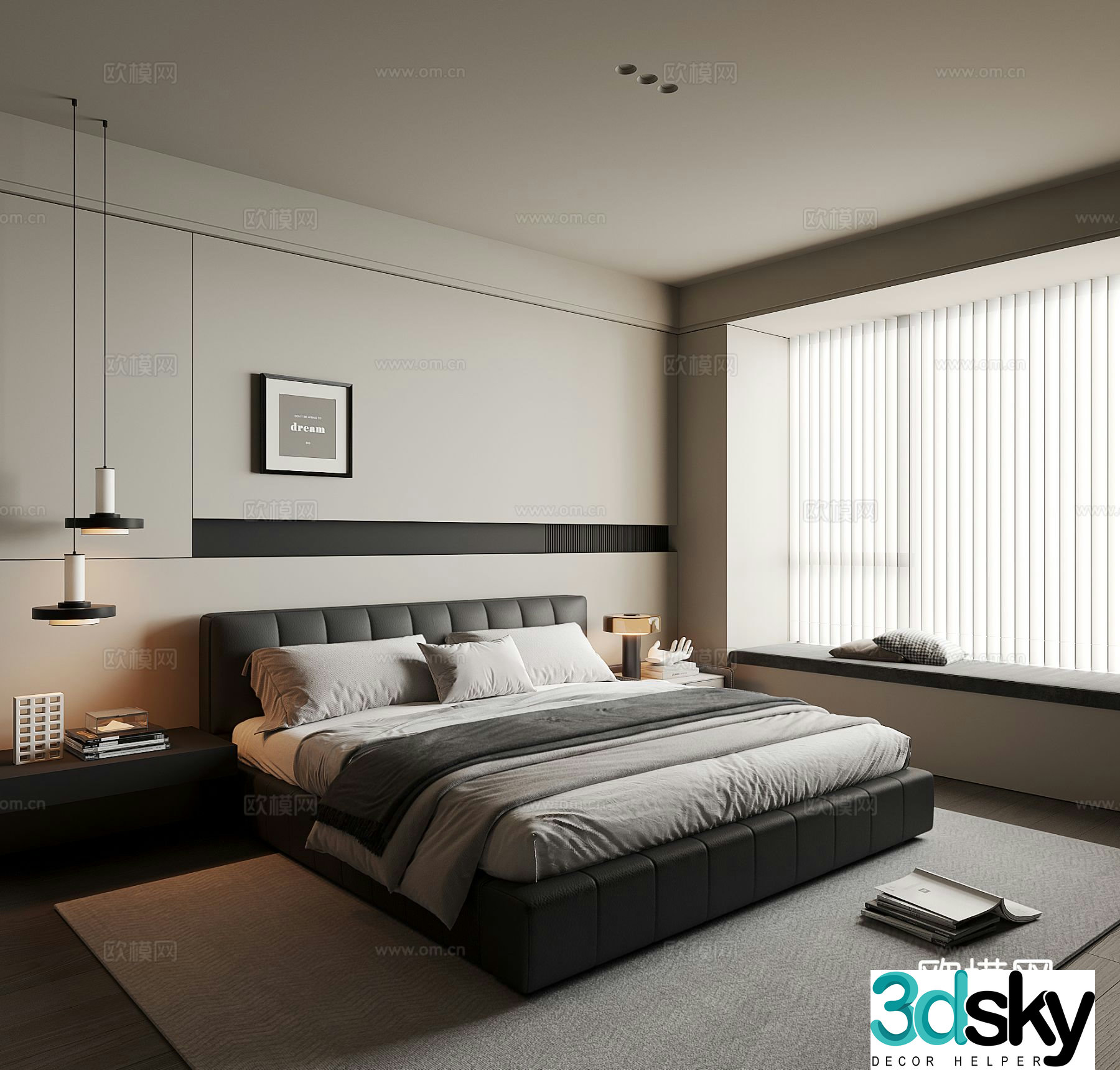 Modern bedroom master bedroom 3d model