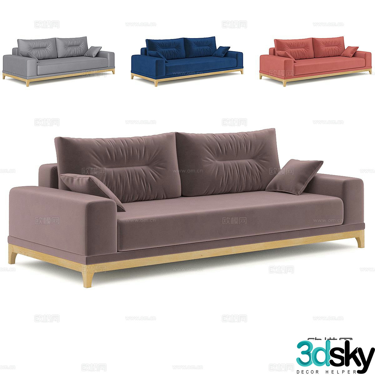 Nordic sofa simple double sofa 3d model