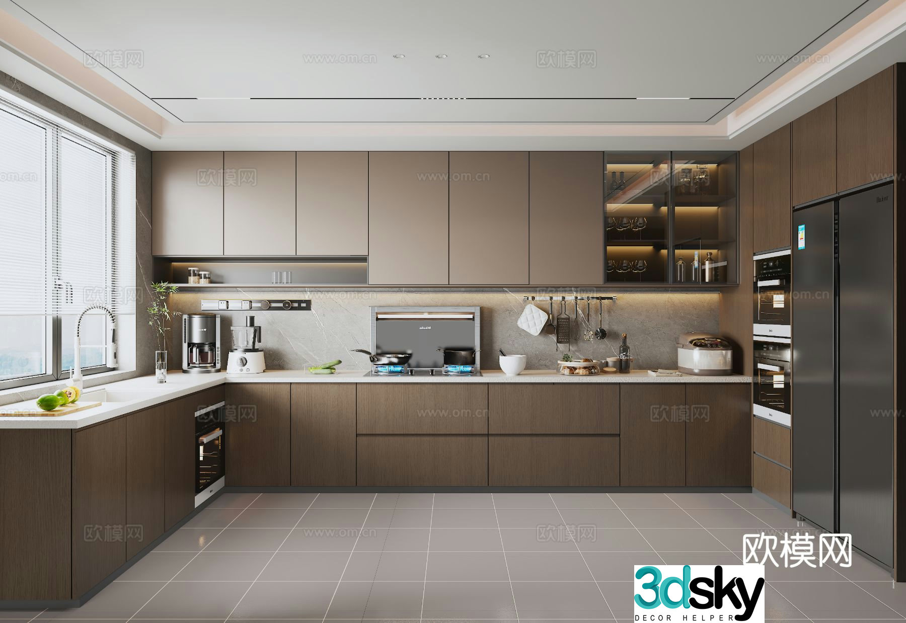 Italian kitchen cabinet 3d model