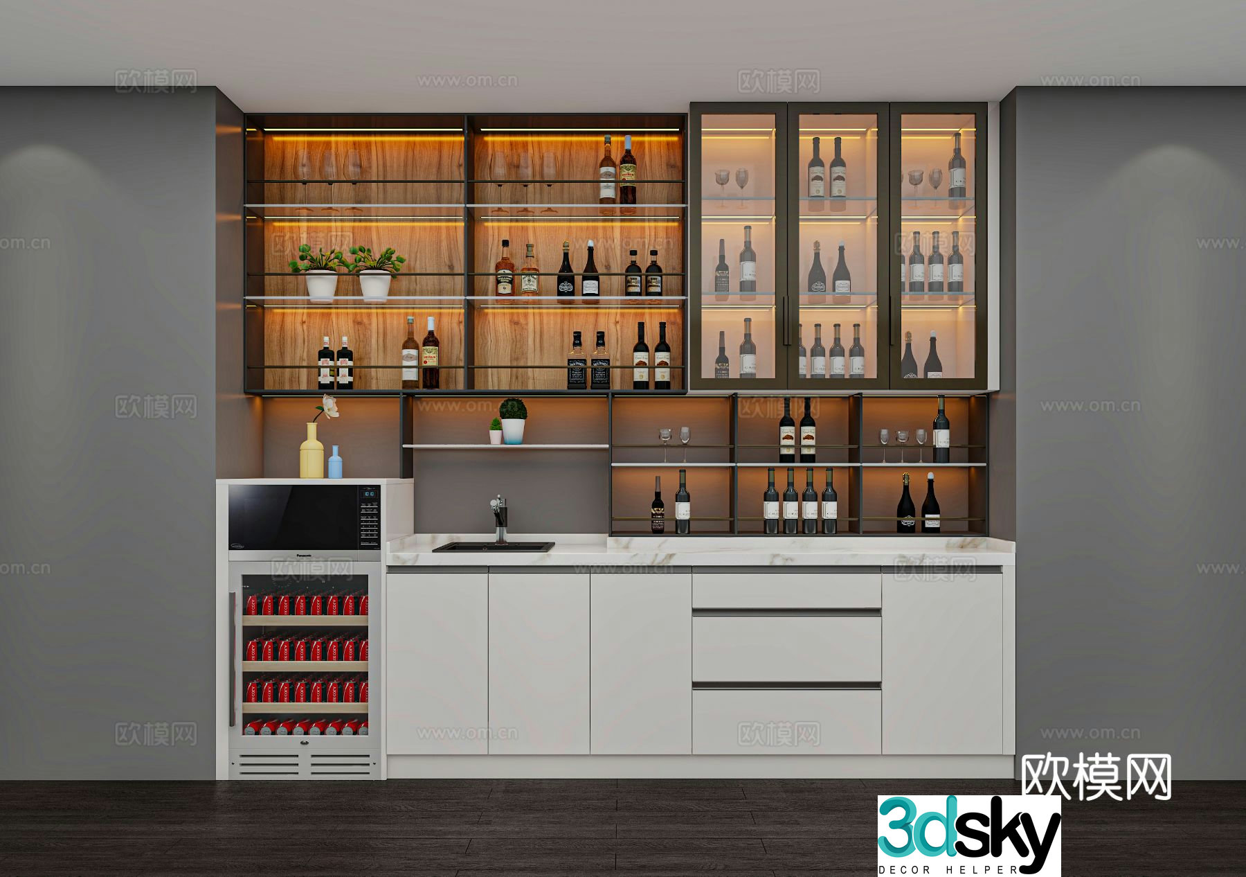 Modern wine cabinet 3d model